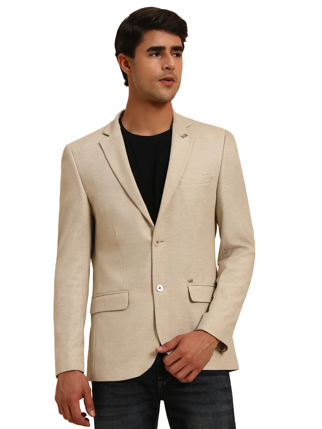Blazer for Men | Premium Casual Blazer Slim Fit Notched Collar Terry Rayon Fabric Self Design Pattern - Image 3