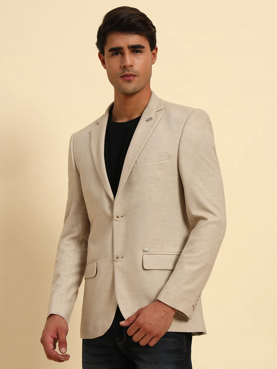 Blazer for Men | Premium Casual Blazer Slim Fit Notched Collar Terry Rayon Fabric Self Design Pattern - Image 6
