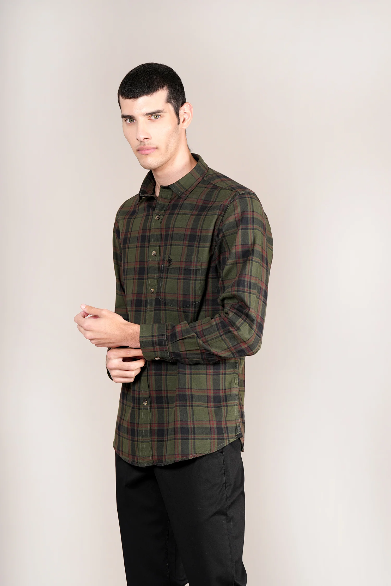 Casual Shirt for Men | Breathable & Soft with Color Fastness Regular Fit Spread Collar Neck Cotton Fabric Checkered Pattern - Image 4