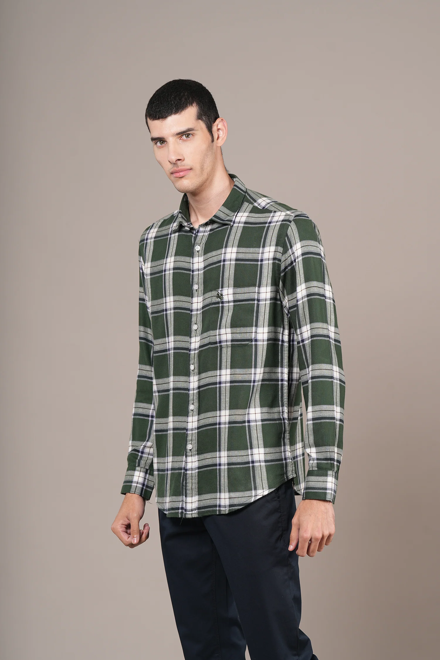 Casual Shirt for Men | Breathable & Soft with Color Fastness Regular Fit Spread Collar Neck Cotton Fabric Checkered Pattern - Image 3