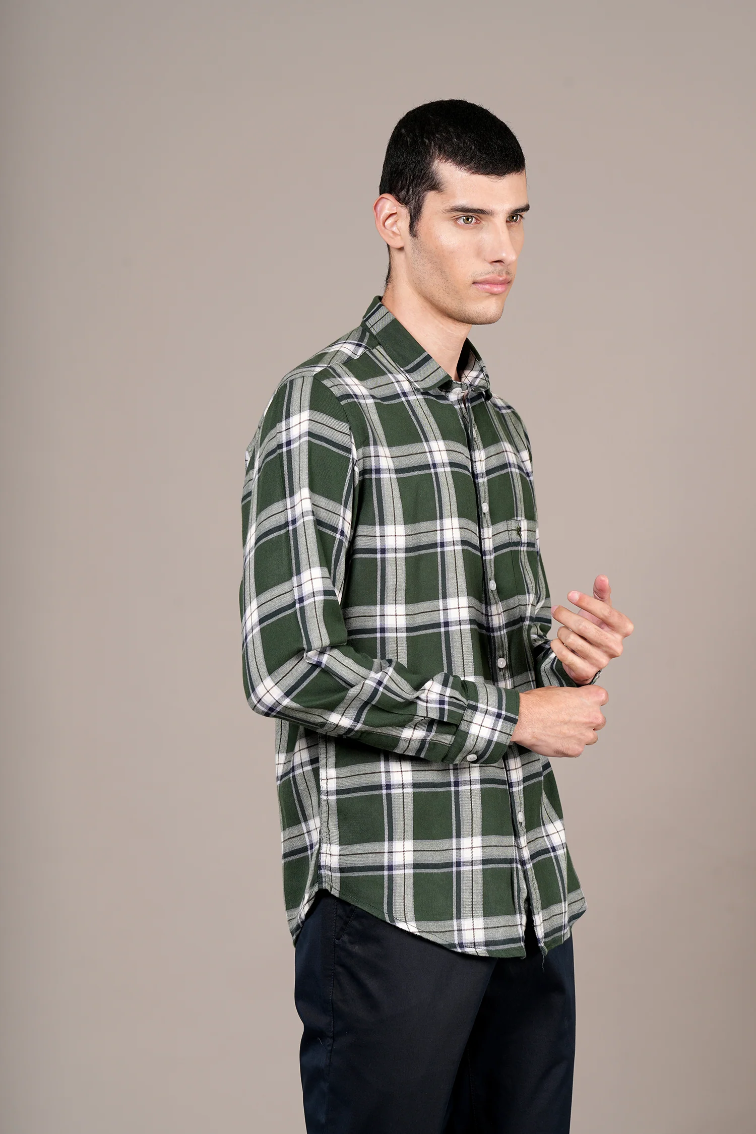 Casual Shirt for Men | Breathable & Soft with Color Fastness Regular Fit Spread Collar Neck Cotton Fabric Checkered Pattern - Image 4