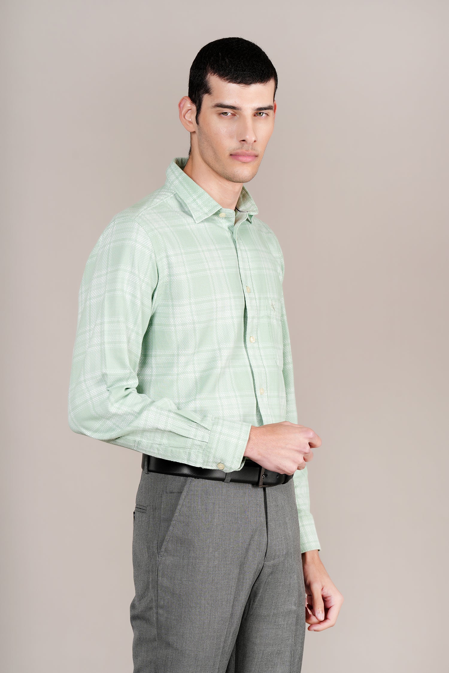 Casual Shirt for Men | Breathable & Soft with Color Fastness Regular Fit Spread Collar Neck Cotton Fabric Checkered Pattern - Image 2