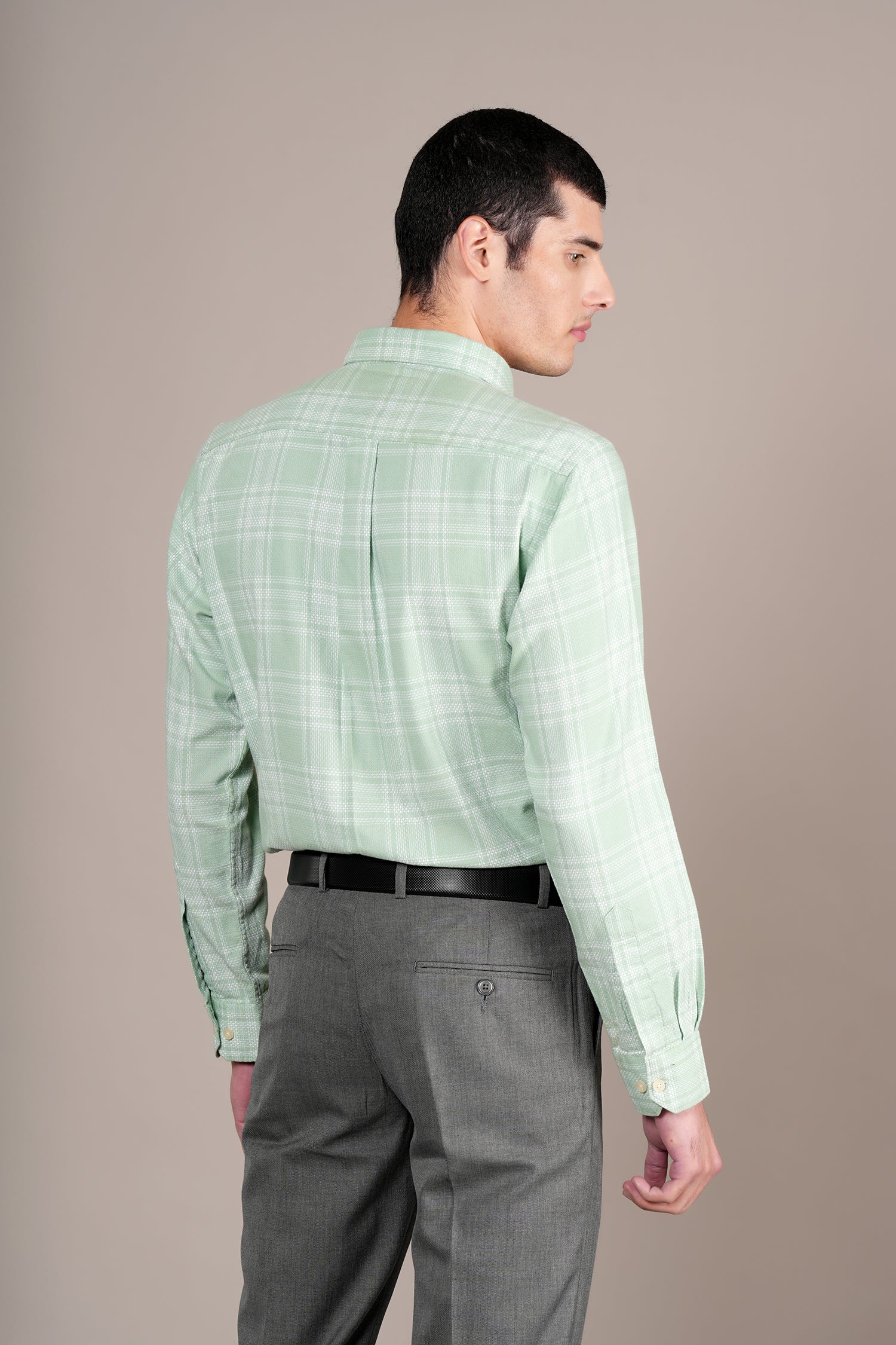 Casual Shirt for Men | Breathable & Soft with Color Fastness Regular Fit Spread Collar Neck Cotton Fabric Checkered Pattern - Image 3