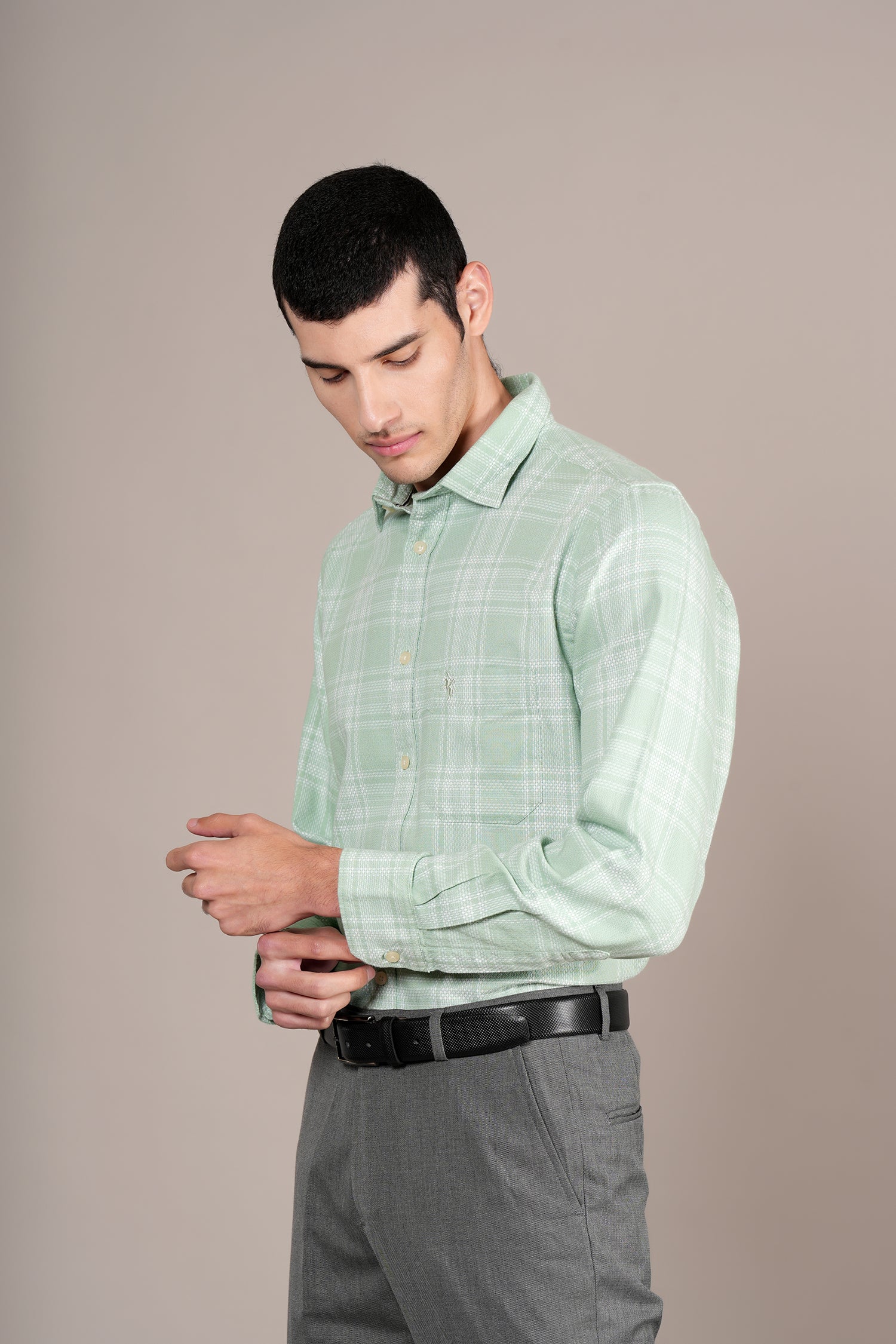 Casual Shirt for Men | Breathable & Soft with Color Fastness Regular Fit Spread Collar Neck Cotton Fabric Checkered Pattern - Image 4