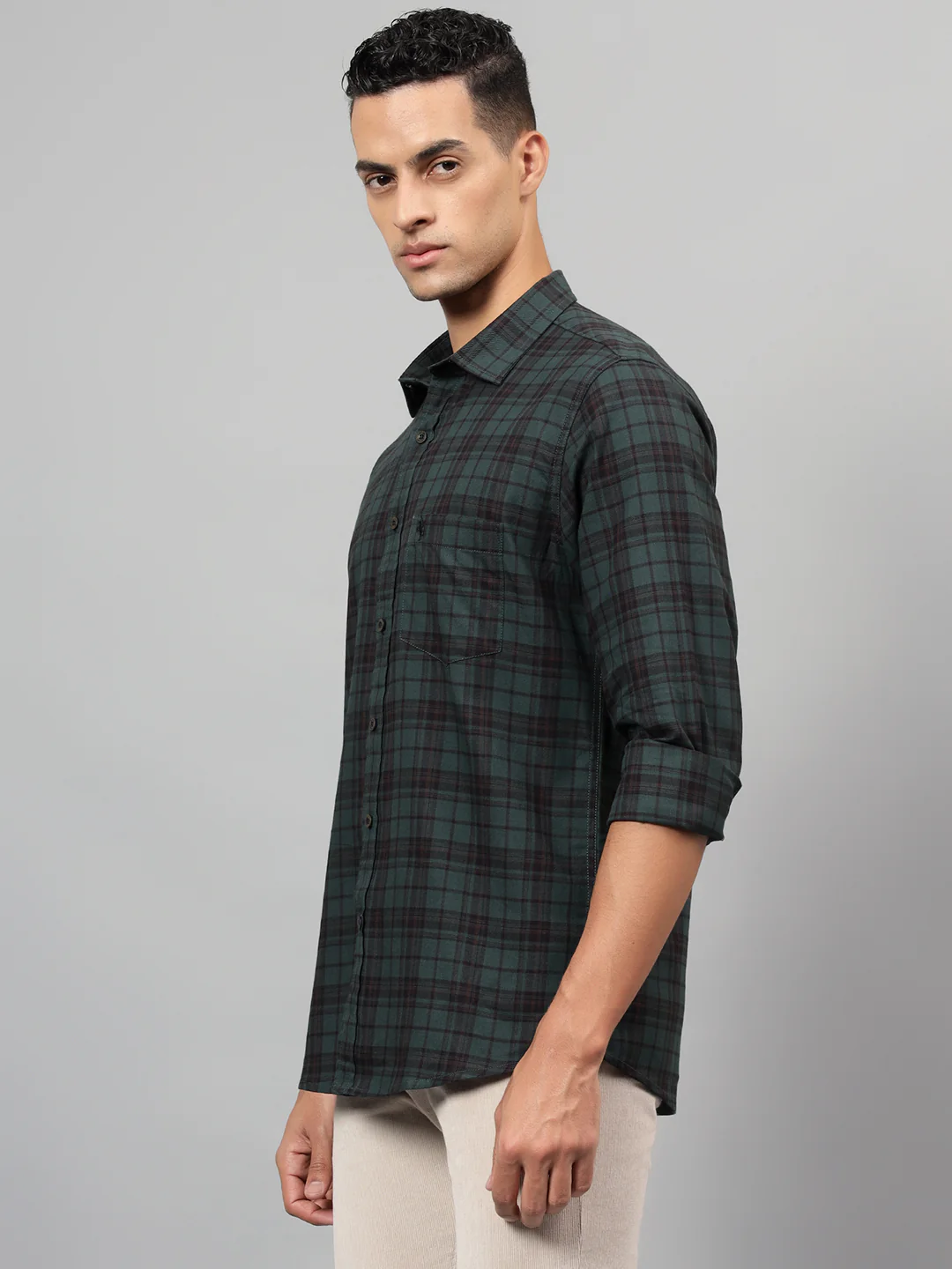 Casual Shirt for Men | Breathable & Soft with Color Fastness Regular Fit Spread Collar Neck Cotton Fabric Checkered Pattern - Image 4
