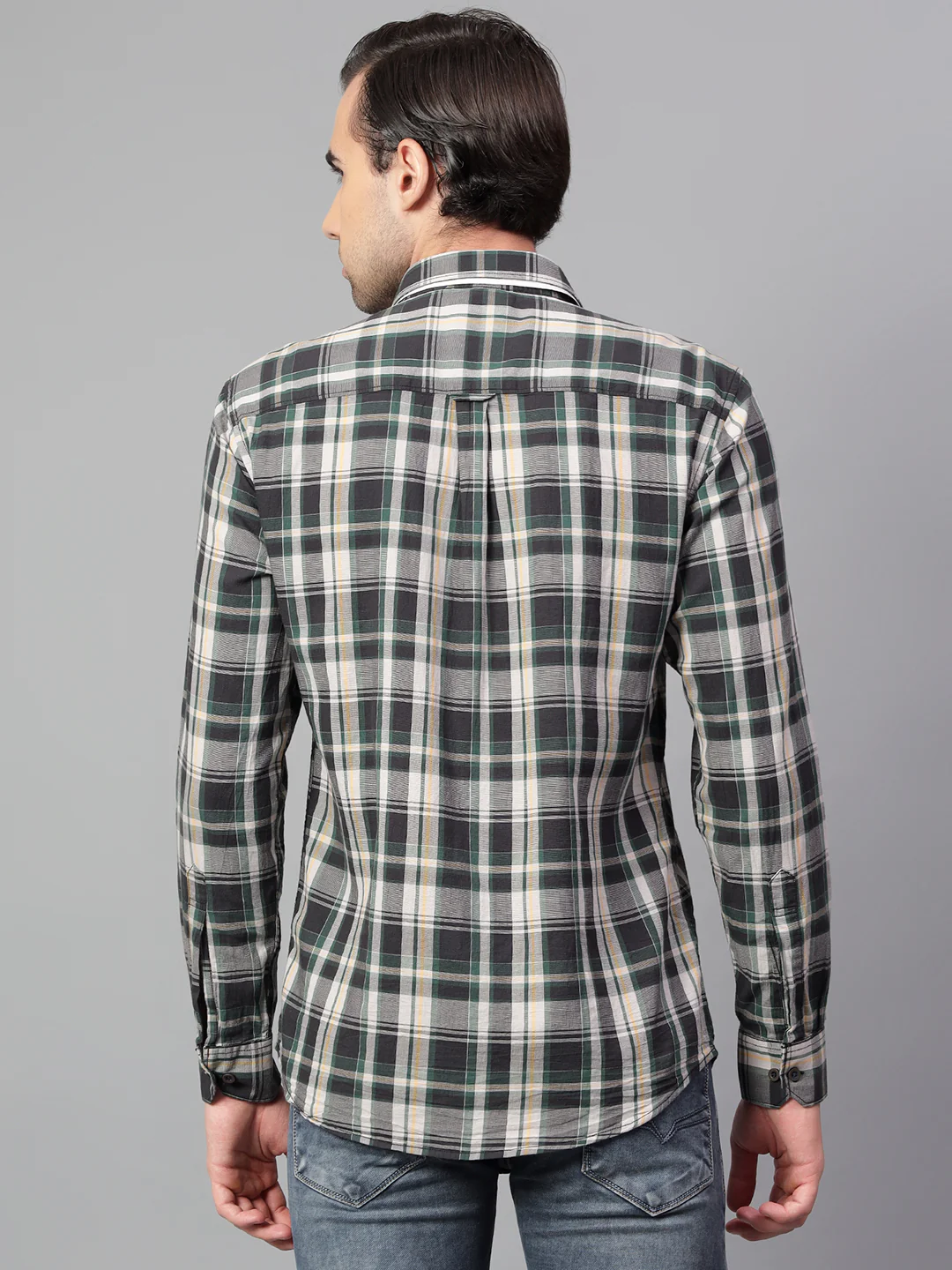 Casual Shirt for Men | Breathable & Soft with Color Fastness Regular Fit Spread Collar Neck Cotton Fabric Checkered Pattern - Image 2