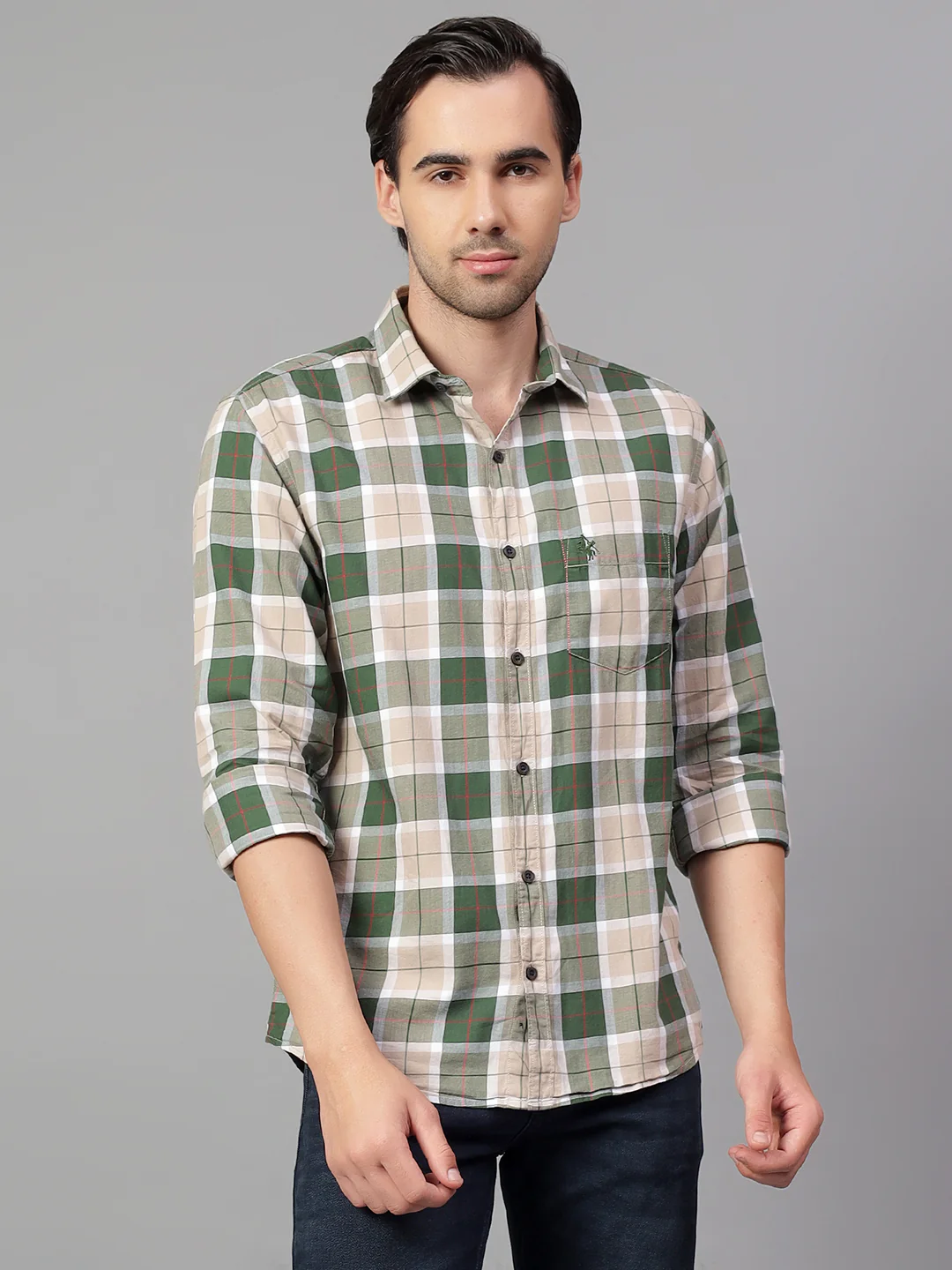 Casual Shirt for Men | Breathable & Soft with Color Fastness Regular Fit Spread Collar Neck Cotton Fabric Checkered Pattern - Image 2