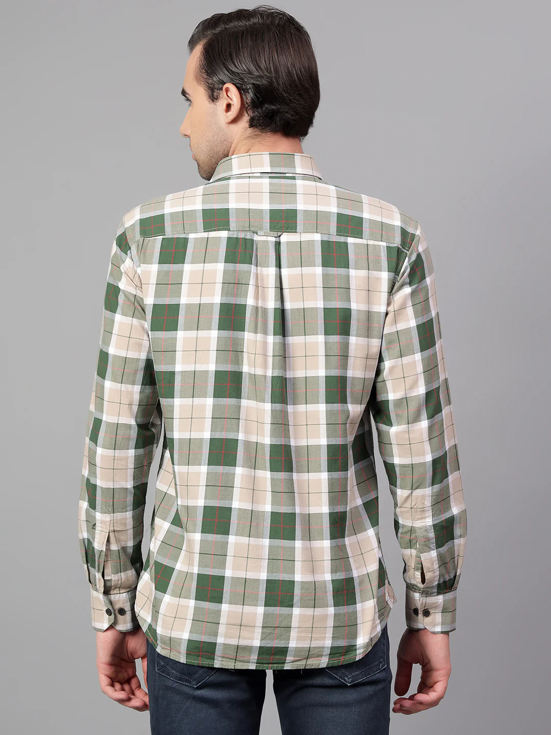 Casual Shirt for Men | Breathable & Soft with Color Fastness Regular Fit Spread Collar Neck Cotton Fabric Checkered Pattern - Image 3