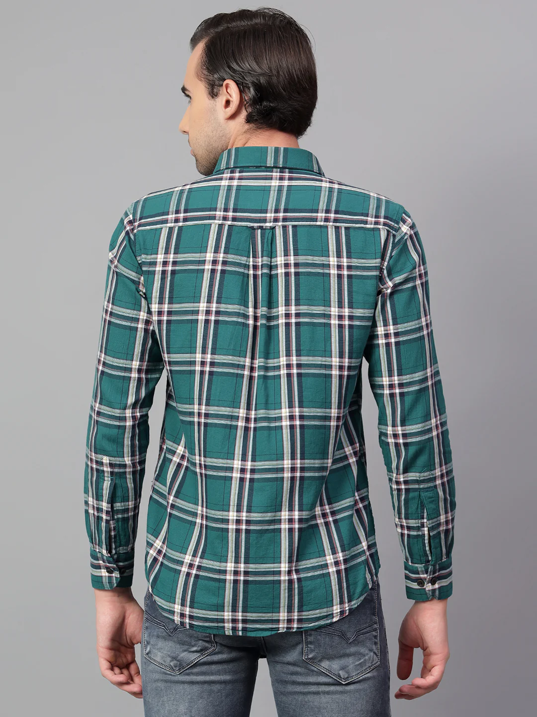Casual Shirt for Men | Breathable & Soft with Color Fastness Regular Fit Spread Collar Neck Cotton Fabric Checkered Pattern - Image 3