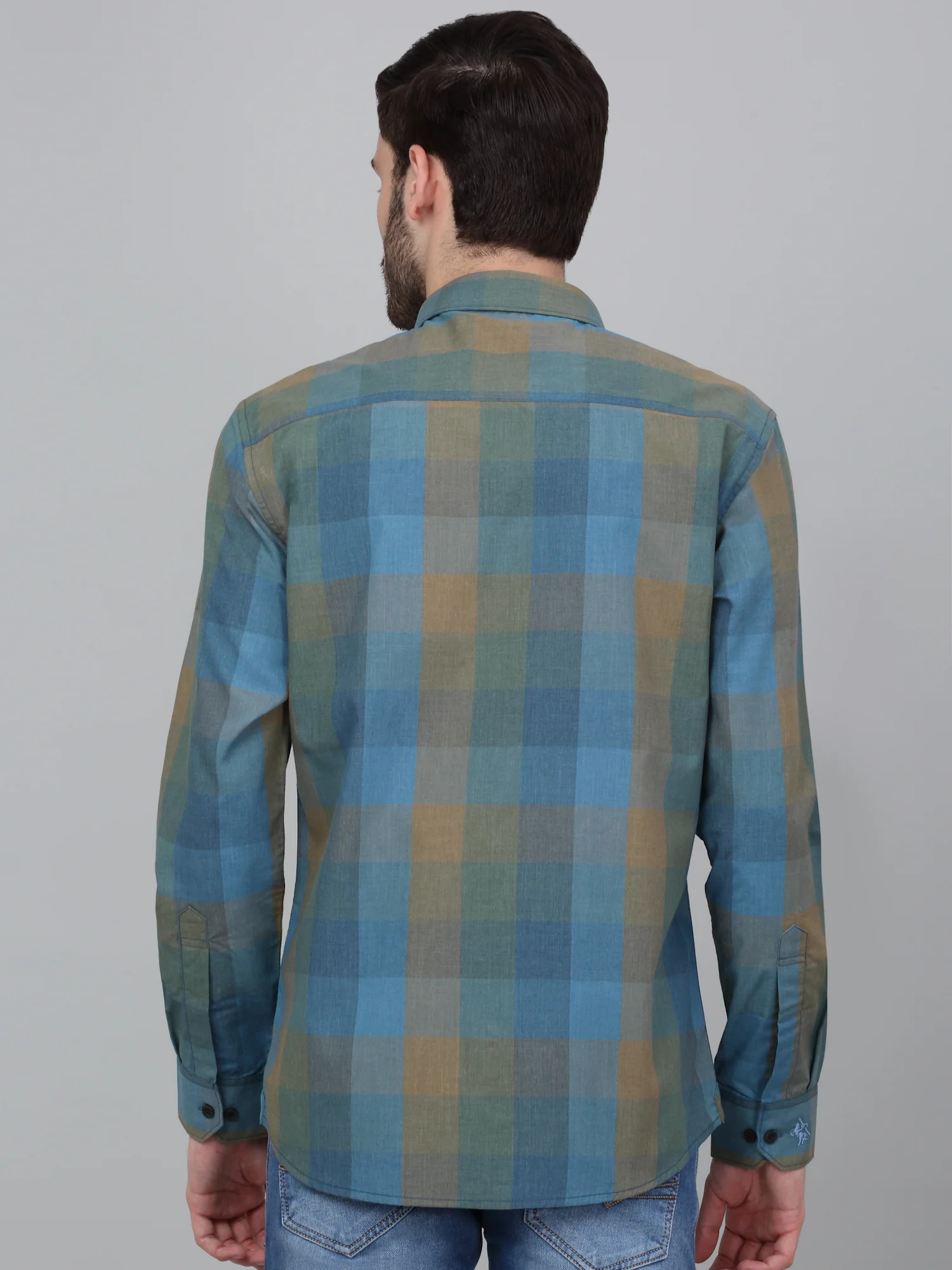 Casual Shirt for Men | Breathable & Soft with Color Fastness Regular Fit Spread Collar Neck Cotton Blend Fabric Checkered Pattern - Image 2