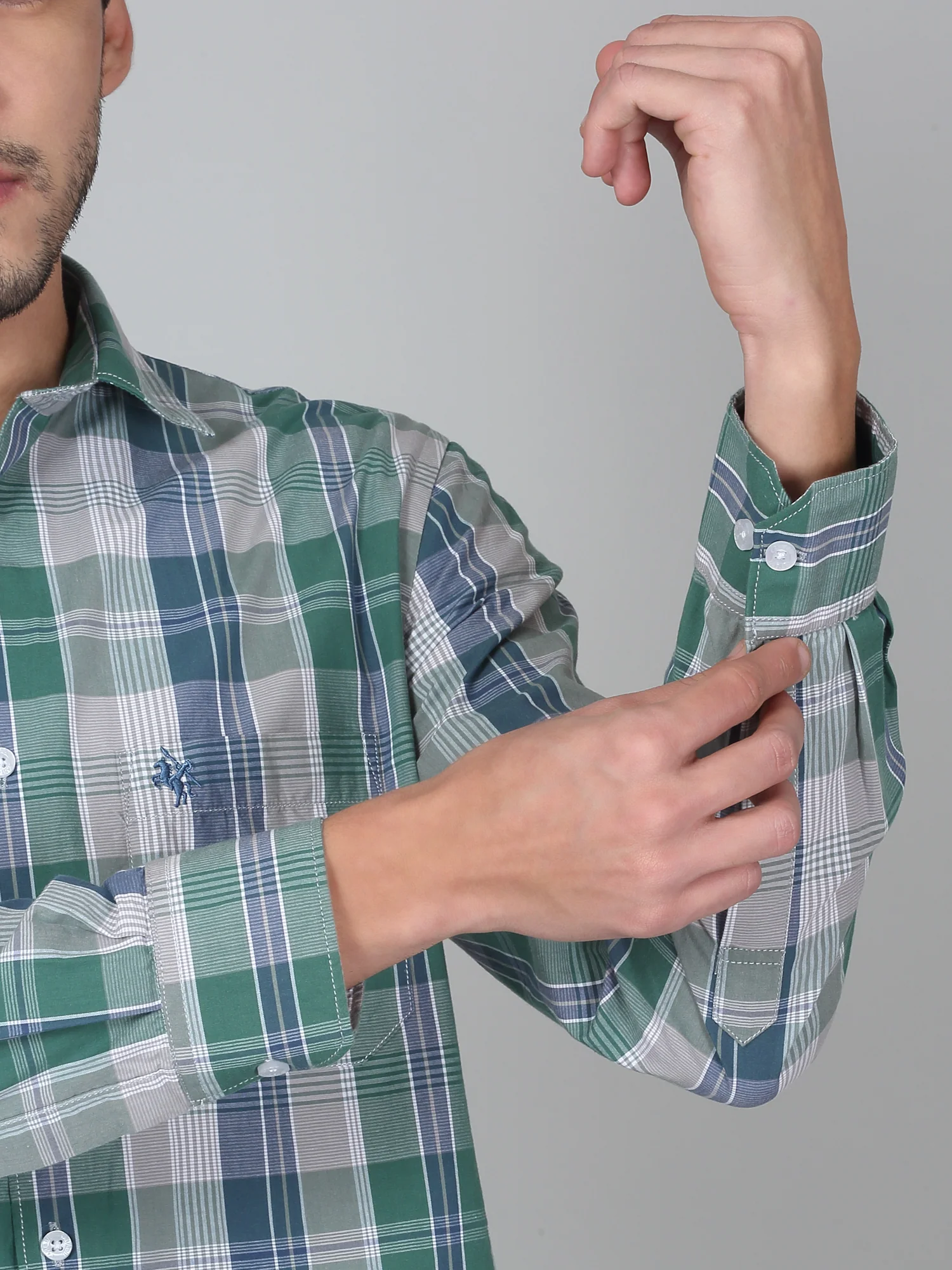 Casual Shirt for Men | Breathable & Soft with Color Fastness Regular Fit Spread Collar Neck Cotton Fabric Checkered Pattern - Image 3
