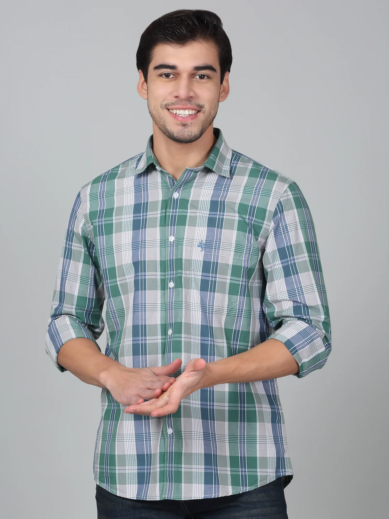 Casual Shirt for Men | Breathable & Soft with Color Fastness Regular Fit Spread Collar Neck Cotton Fabric Checkered Pattern - Image 4