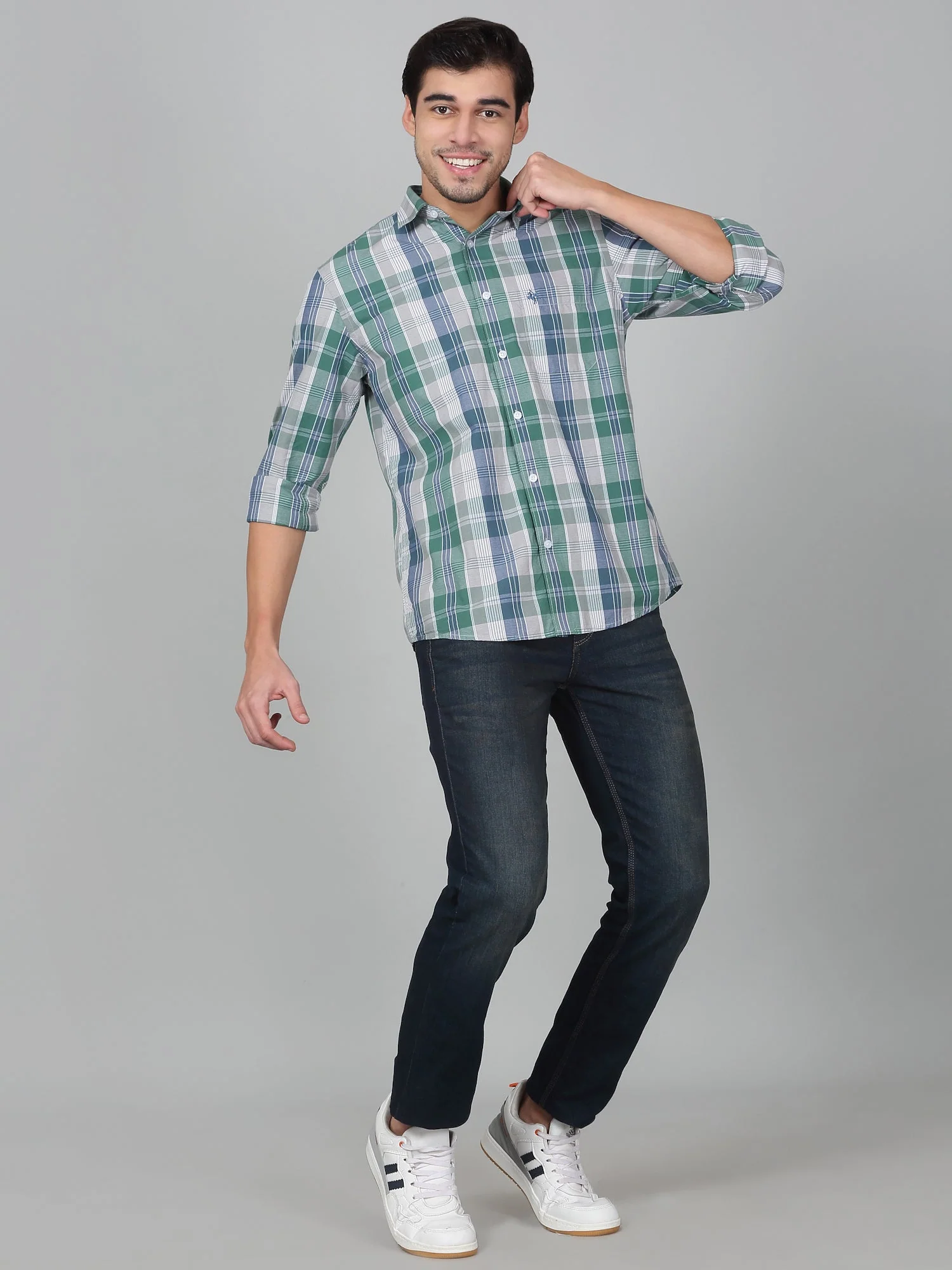 Casual Shirt for Men | Breathable & Soft with Color Fastness Regular Fit Spread Collar Neck Cotton Fabric Checkered Pattern - Image 5