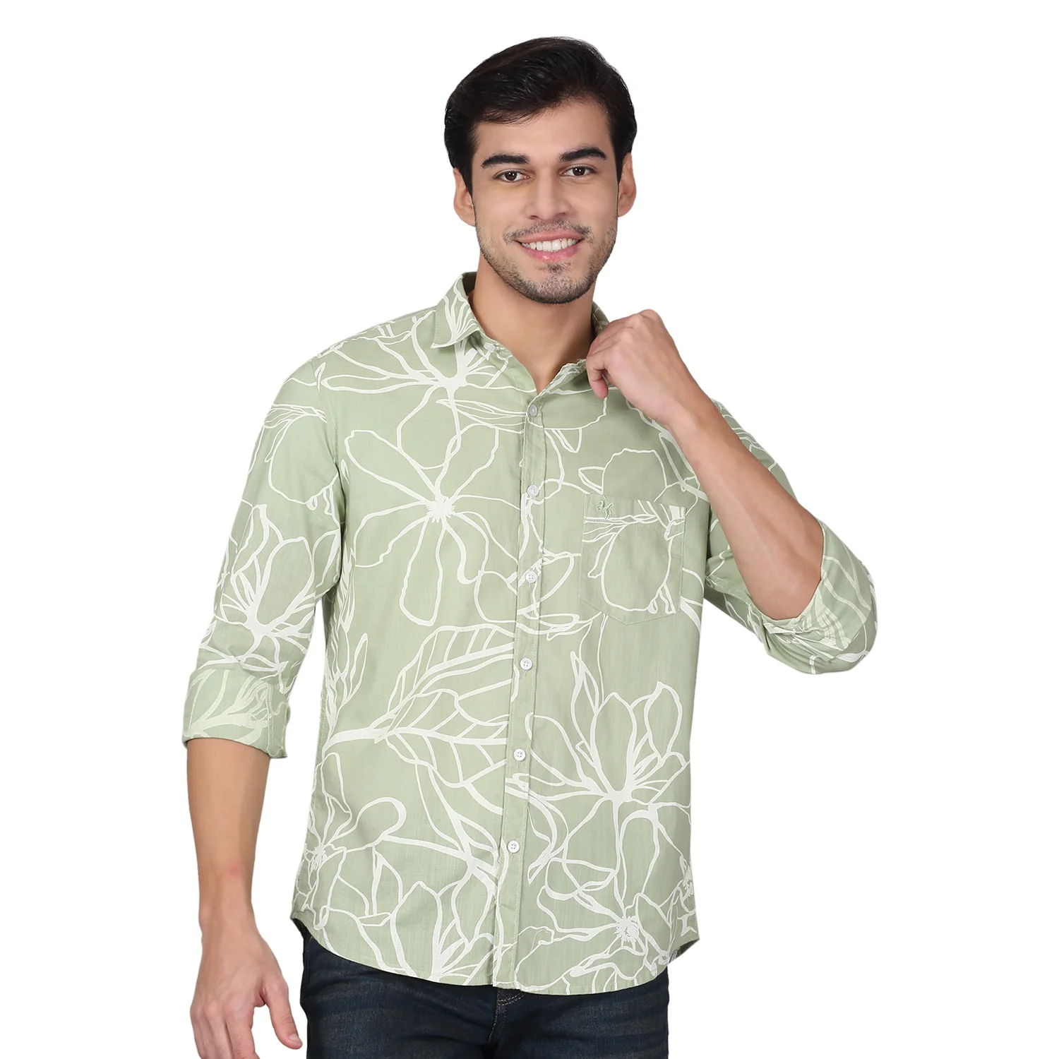 Casual Shirt for Men | Breathable & Soft with Color Fastness Regular Fit Spread Collar Neck Cotton Fabric Printed Pattern - Image 2