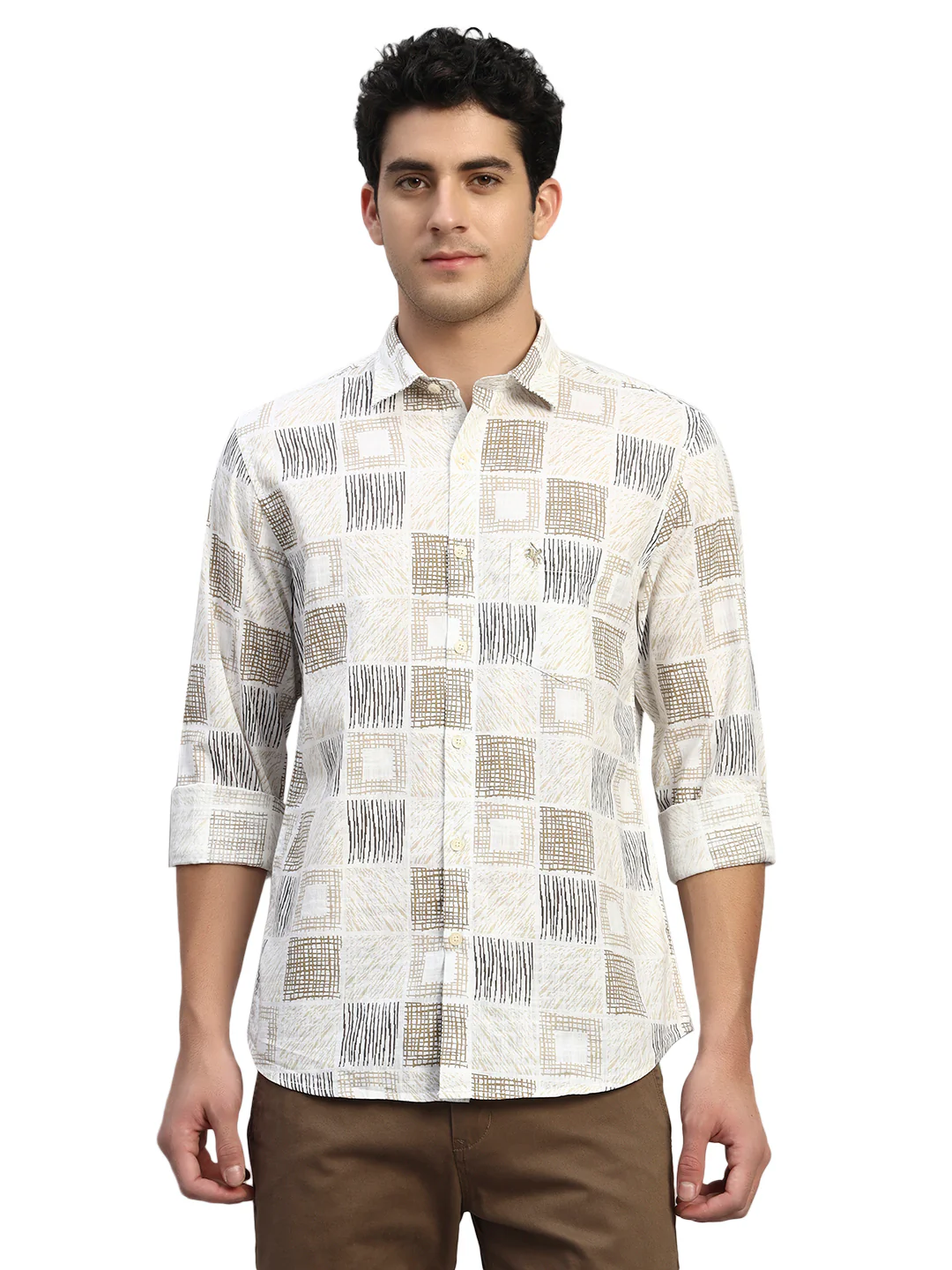 Casual Shirt for Men | Breathable & Soft with Color Fastness Regular Fit Spread Collar Neck Cotton Fabric Printed Pattern - Image 2
