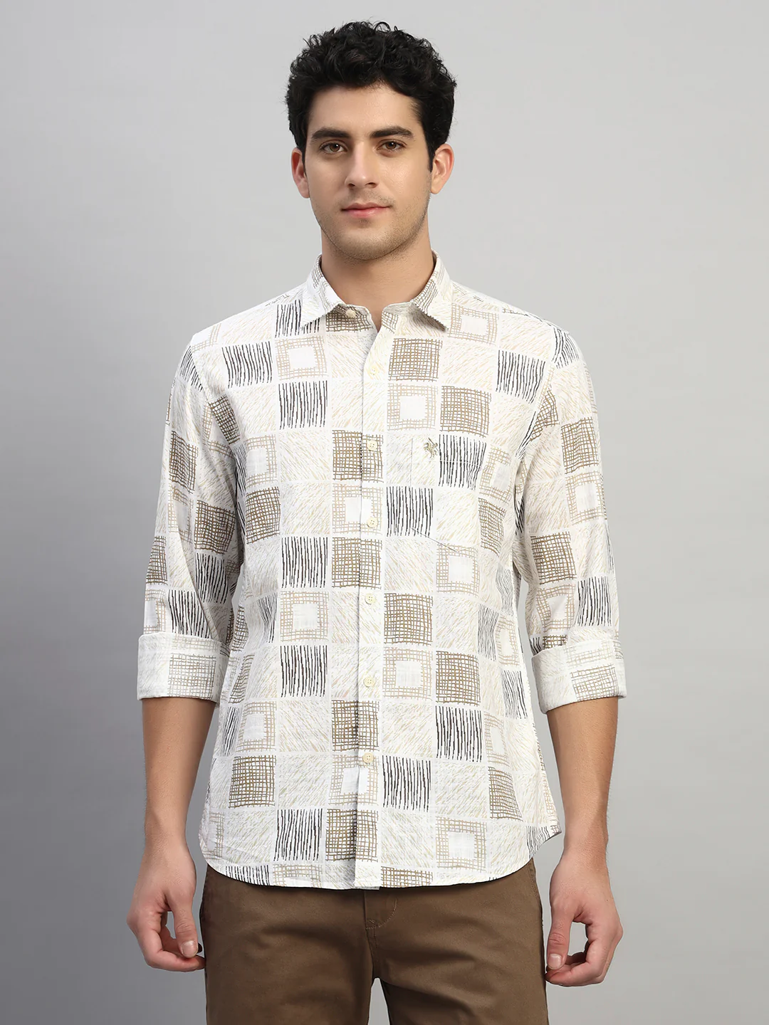 Casual Shirt for Men | Breathable & Soft with Color Fastness Regular Fit Spread Collar Neck Cotton Fabric Printed Pattern - Image 3