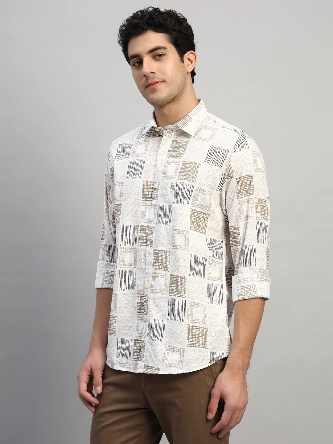 Casual Shirt for Men | Breathable & Soft with Color Fastness Regular Fit Spread Collar Neck Cotton Fabric Printed Pattern - Image 4