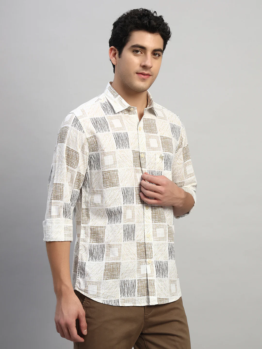 Casual Shirt for Men | Breathable & Soft with Color Fastness Regular Fit Spread Collar Neck Cotton Fabric Printed Pattern - Image 6