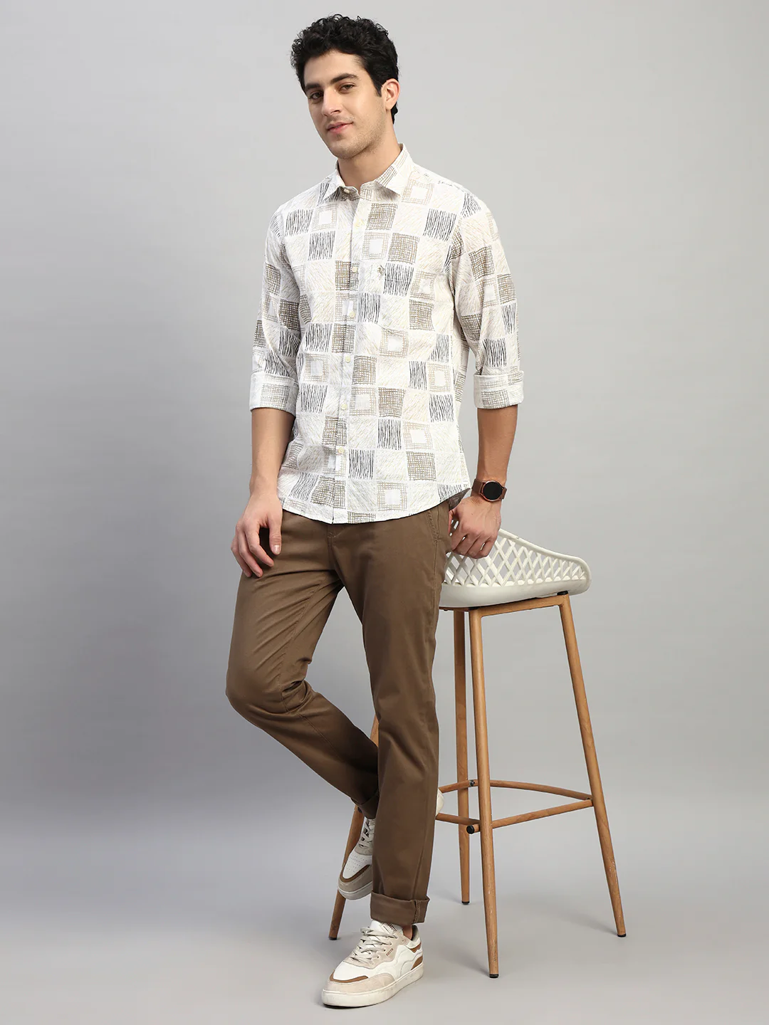 Casual Shirt for Men | Breathable & Soft with Color Fastness Regular Fit Spread Collar Neck Cotton Fabric Printed Pattern - Image 8