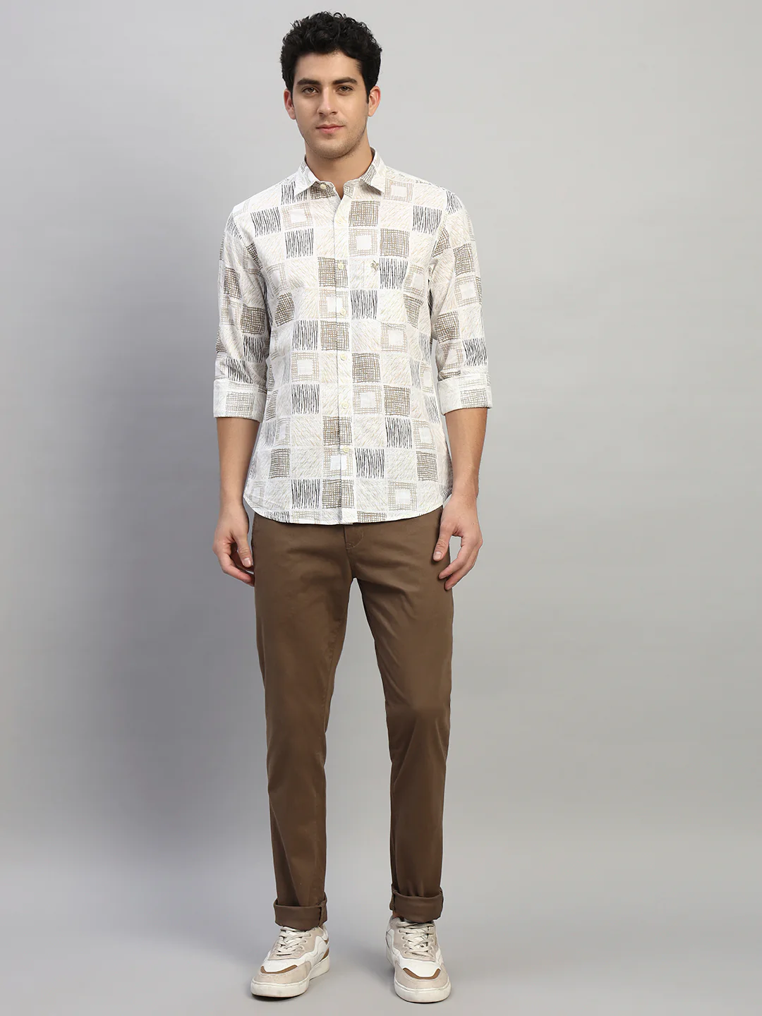 Casual Shirt for Men | Breathable & Soft with Color Fastness Regular Fit Spread Collar Neck Cotton Fabric Printed Pattern - Image 9