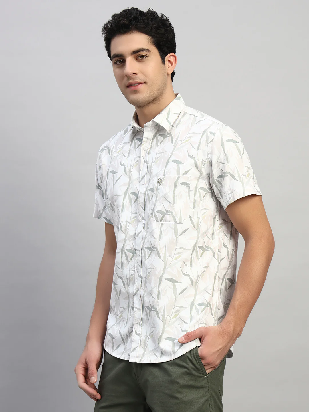 Casual Shirt for Men | Breathable & Soft with Color Fastness Regular Fit Spread Collar Neck Poly Cotton Fabric Printed Pattern - Image 4