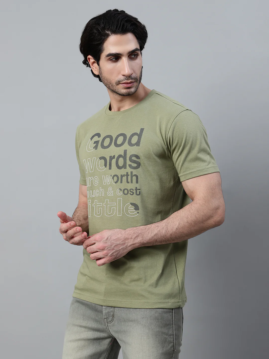 T-Shirt for Men | Breathable & Soft with Color Fastness Regular Fit Round Neck Poly Cotton Fabric Printed Pattern - Image 3