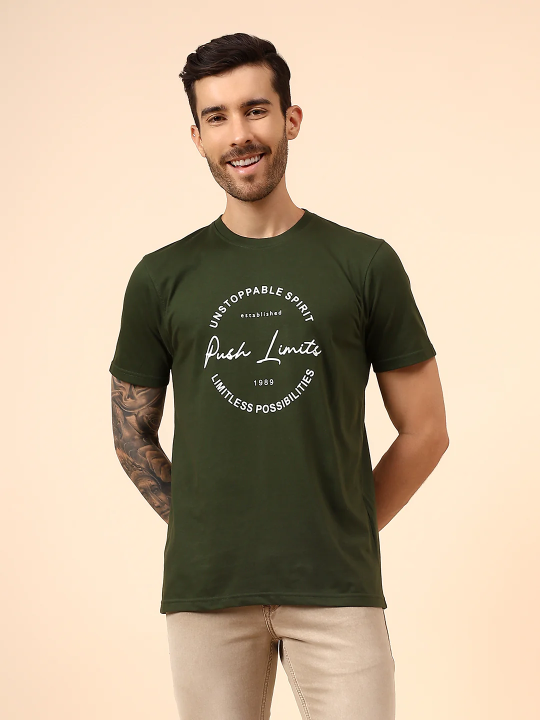 T-Shirt for Men | Breathable & Soft with Color Fastness Regular Fit Round Neck Poly Cotton Fabric Printed Pattern - Image 2