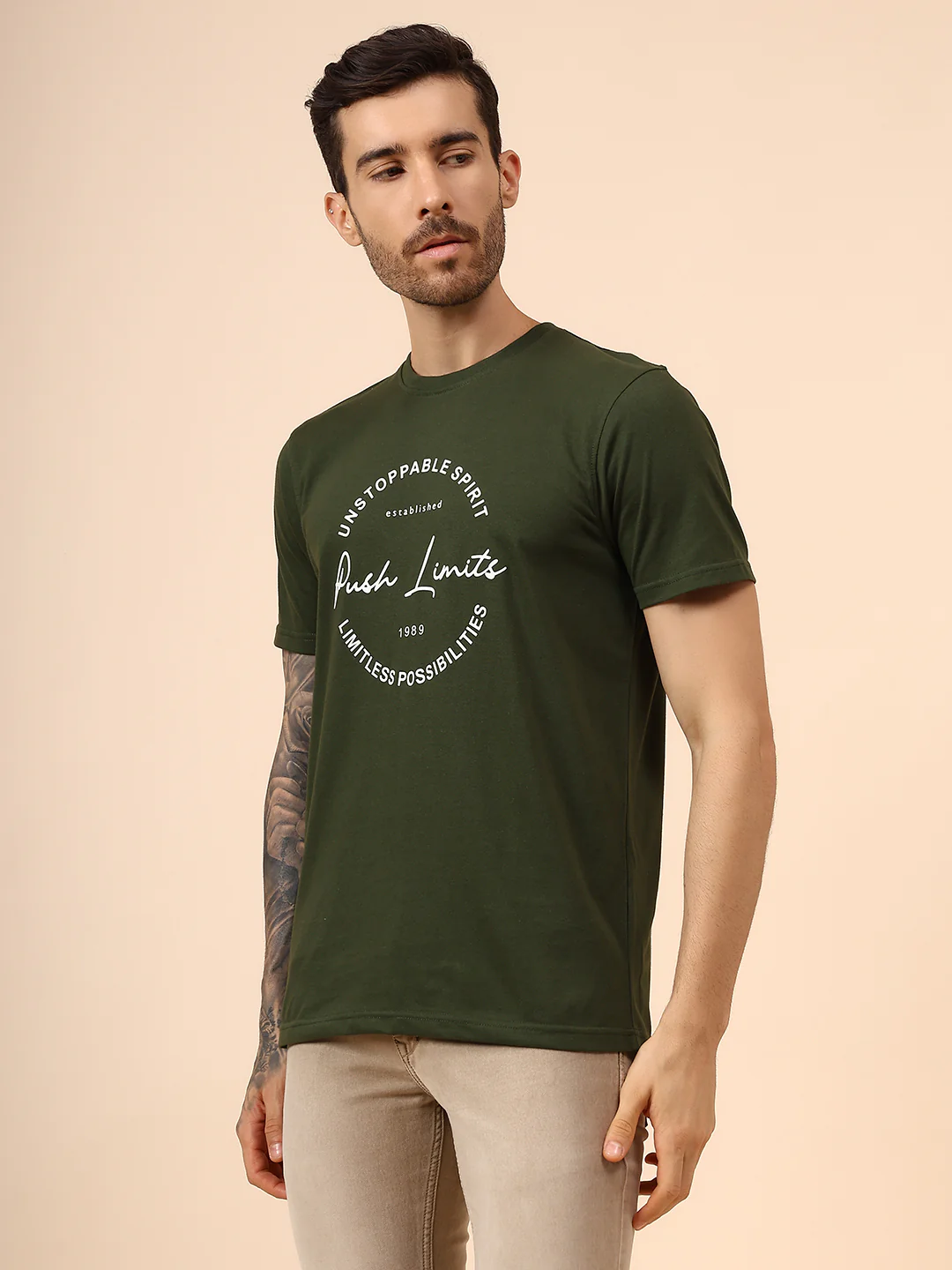 T-Shirt for Men | Breathable & Soft with Color Fastness Regular Fit Round Neck Poly Cotton Fabric Printed Pattern - Image 3