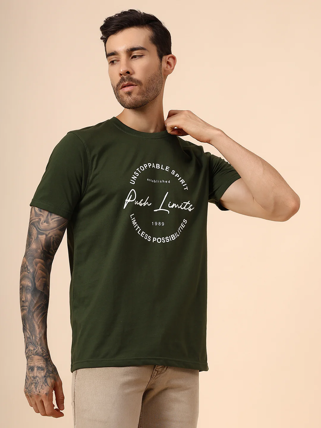 T-Shirt for Men | Breathable & Soft with Color Fastness Regular Fit Round Neck Poly Cotton Fabric Printed Pattern - Image 4