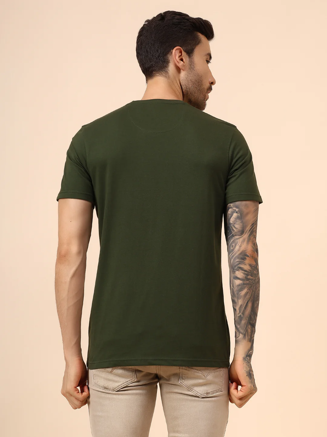 T-Shirt for Men | Breathable & Soft with Color Fastness Regular Fit Round Neck Poly Cotton Fabric Printed Pattern - Image 5