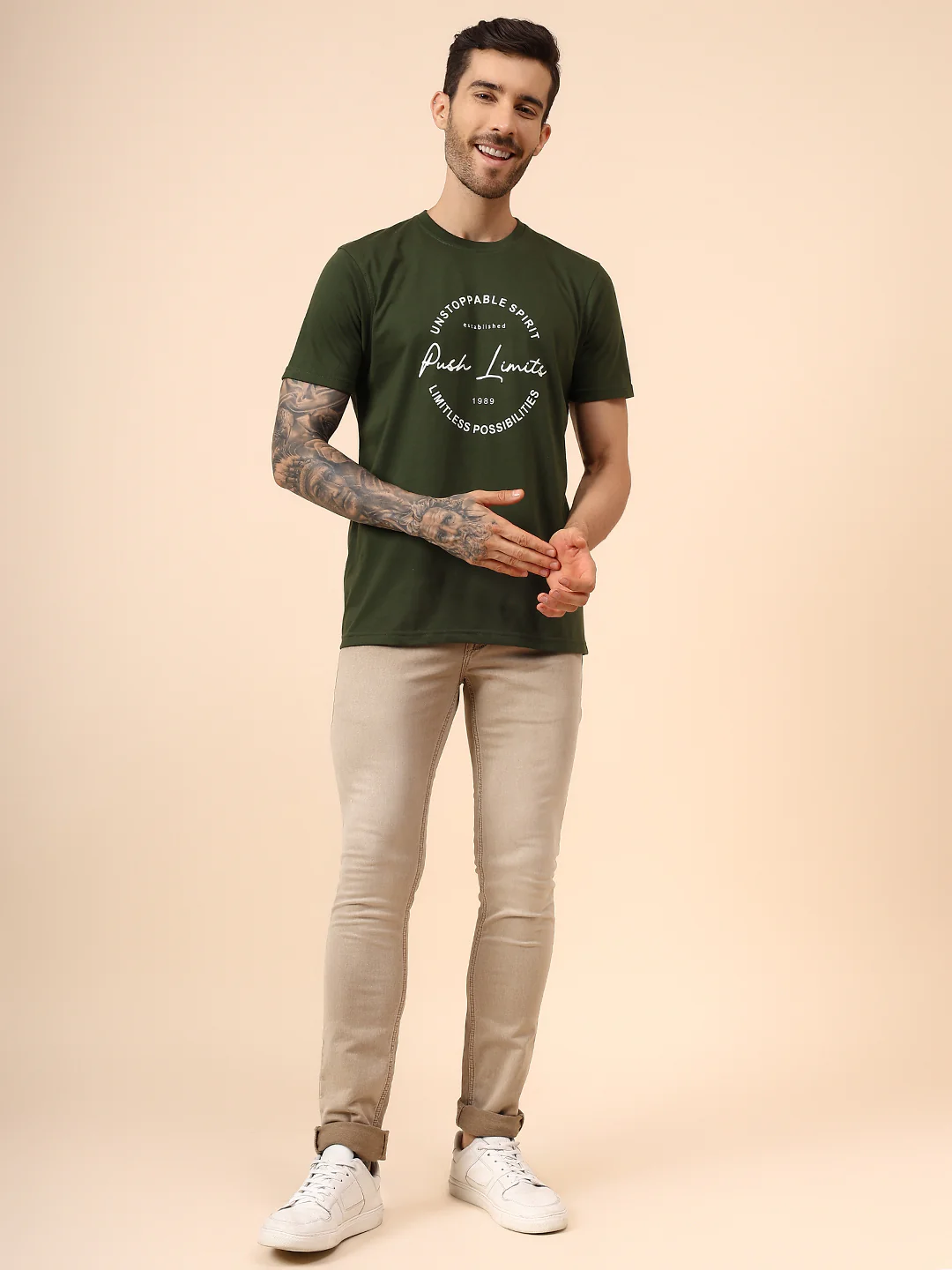 T-Shirt for Men | Breathable & Soft with Color Fastness Regular Fit Round Neck Poly Cotton Fabric Printed Pattern - Image 7