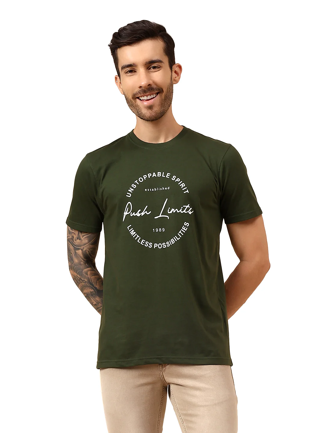 T-Shirt for Men | Breathable & Soft with Color Fastness Regular Fit Round Neck Poly Cotton Fabric Printed Pattern - Image 8