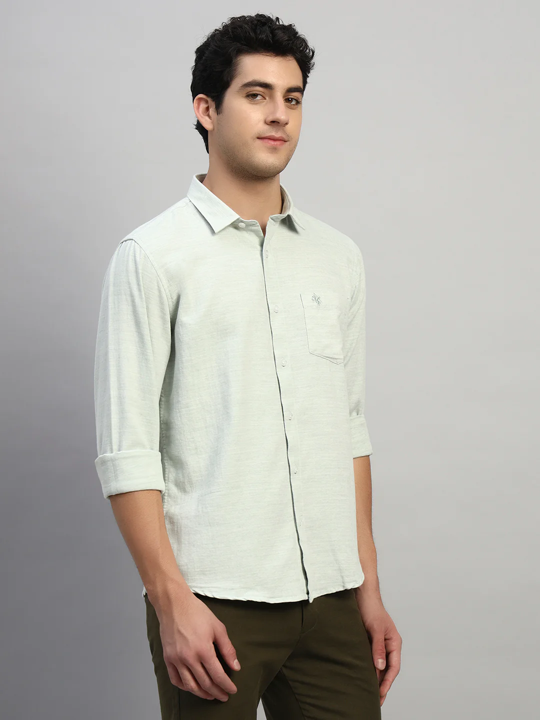 Casual Shirt for Men | Breathable & Soft with Color Fastness Regular Fit Spread Collar Neck Cotton Blend Fabric Self Design Pattern - Image 5