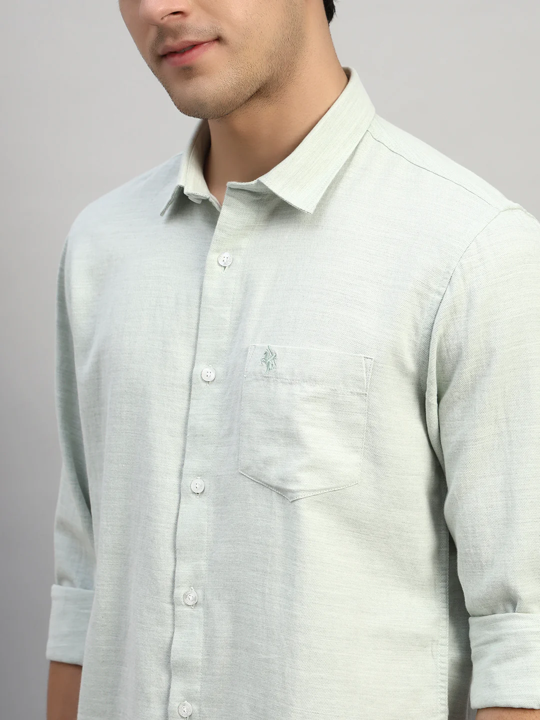 Casual Shirt for Men | Breathable & Soft with Color Fastness Regular Fit Spread Collar Neck Cotton Blend Fabric Self Design Pattern - Image 7
