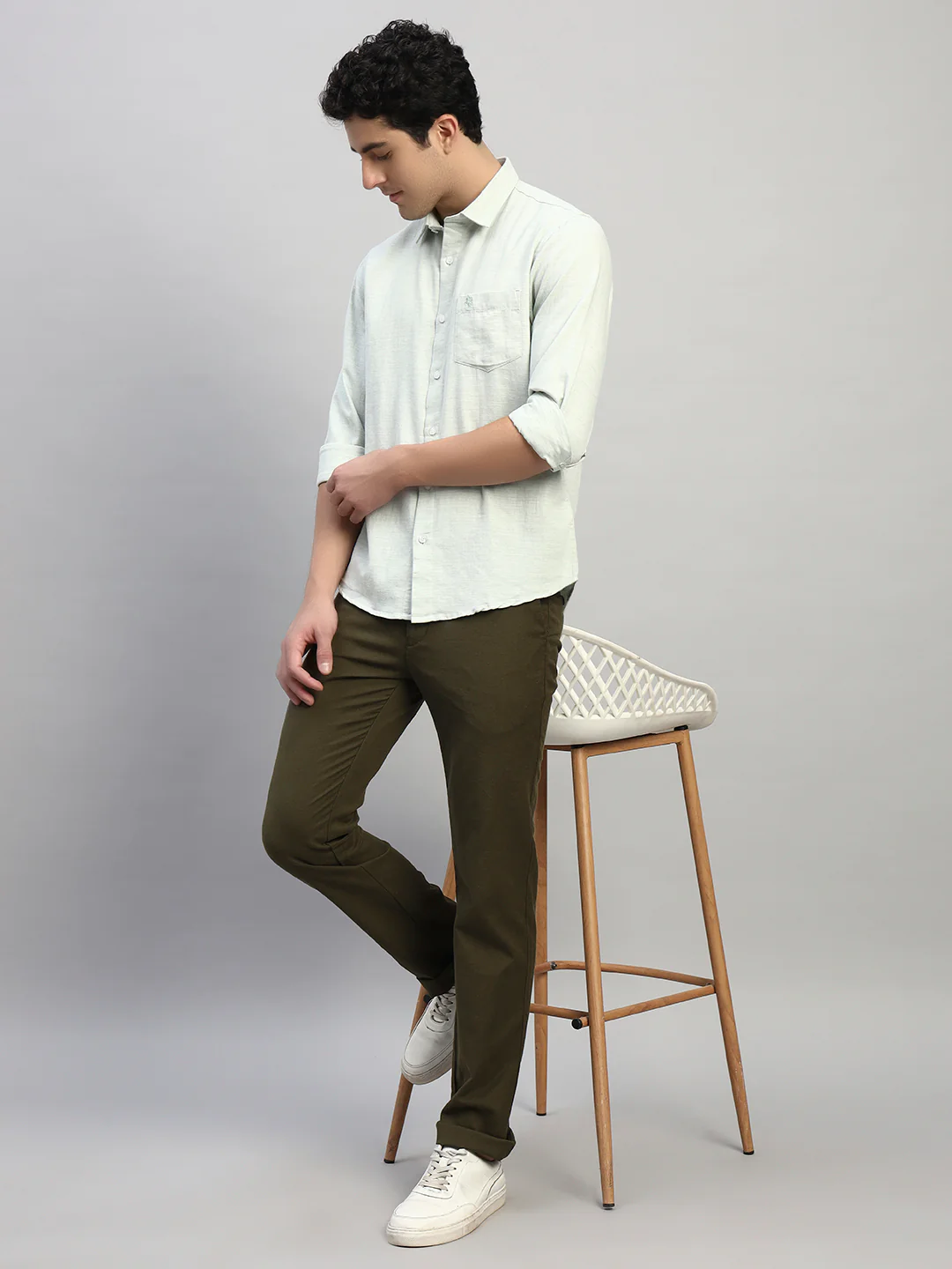 Casual Shirt for Men | Breathable & Soft with Color Fastness Regular Fit Spread Collar Neck Cotton Blend Fabric Self Design Pattern - Image 8