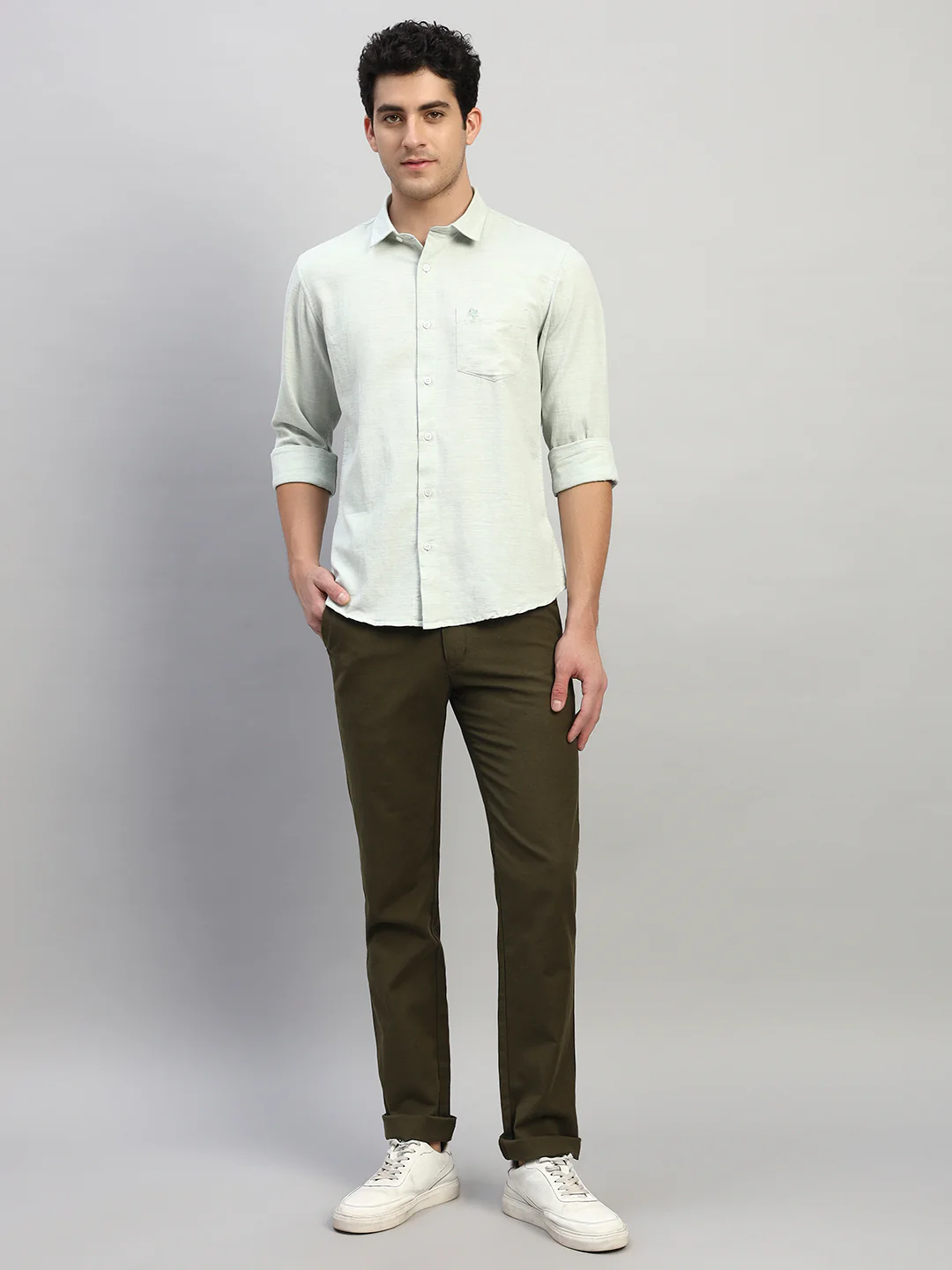 Casual Shirt for Men | Breathable & Soft with Color Fastness Regular Fit Spread Collar Neck Cotton Blend Fabric Self Design Pattern - Image 9