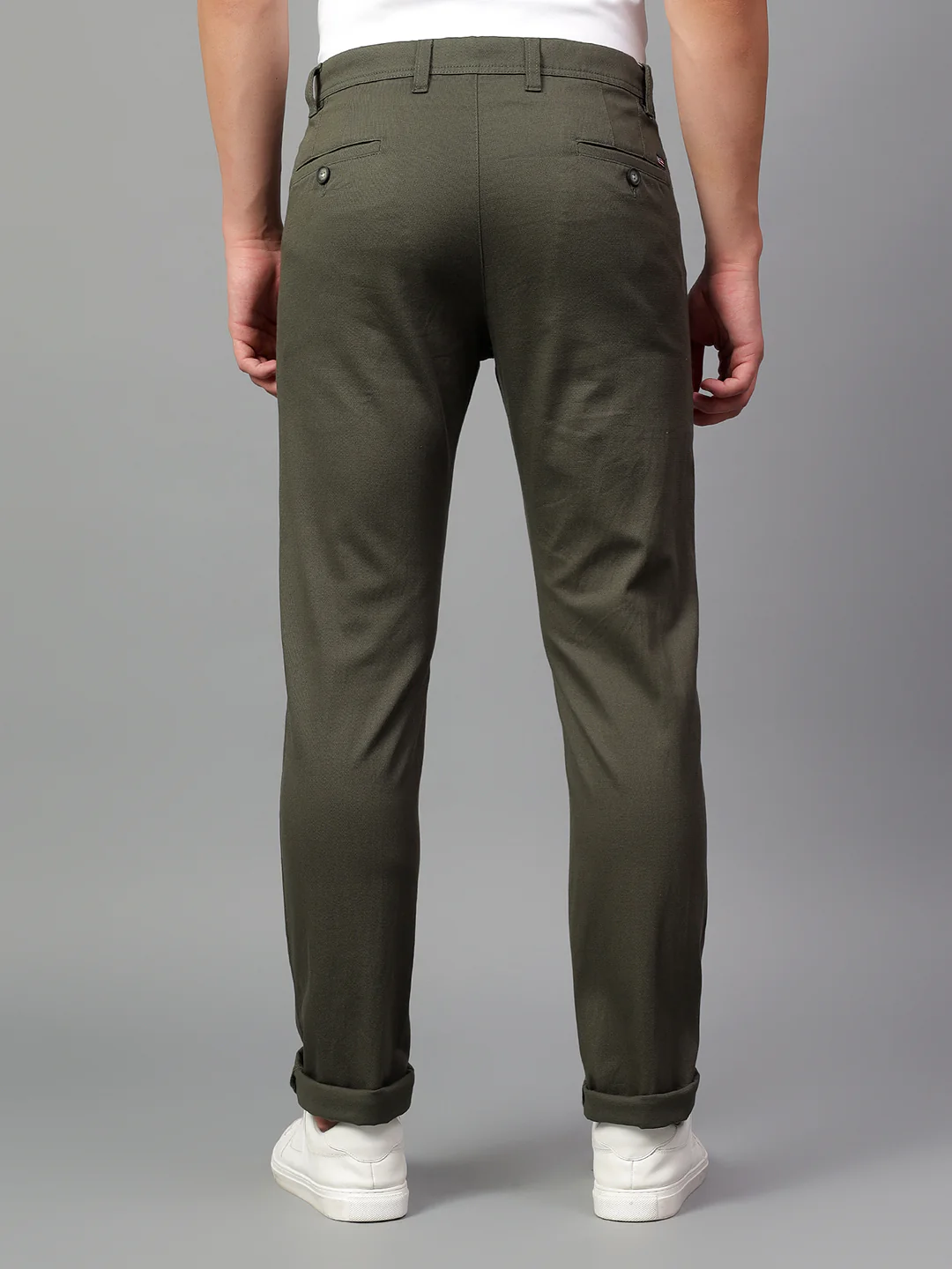Casual Trouser for Men | Breathable & Soft with Color Fastness Regular Fit Cotton Blend Fabric Self Design Pattern Button Closure - Image 3