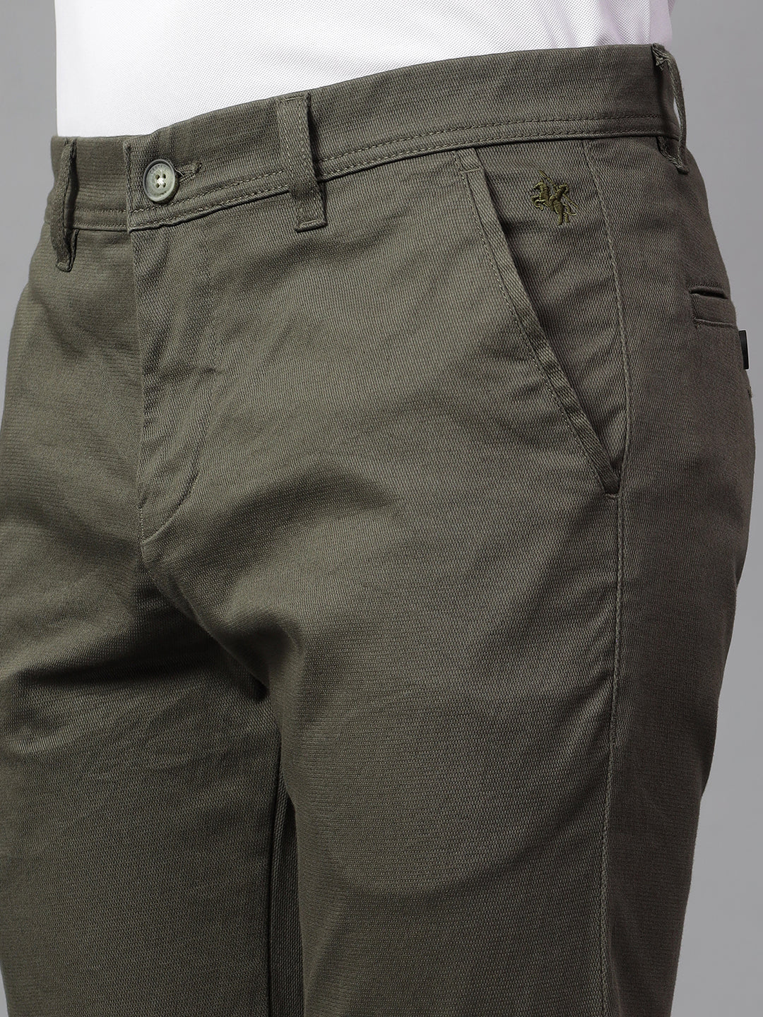 Casual Trouser for Men | Breathable & Soft with Color Fastness Regular Fit Cotton Blend Fabric Self Design Pattern Button Closure - Image 6