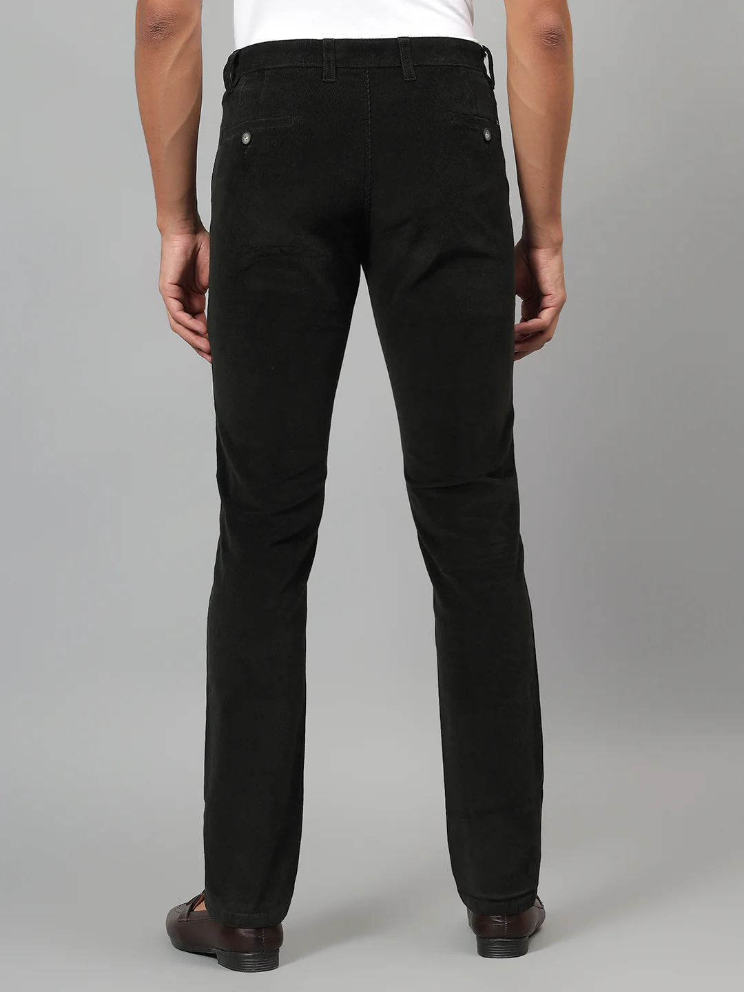 Casual Trouser for Men | Breathable & Soft with Color Fastness Regular Fit Cotton Blend Fabric Self Design Pattern Button Closure - Image 3