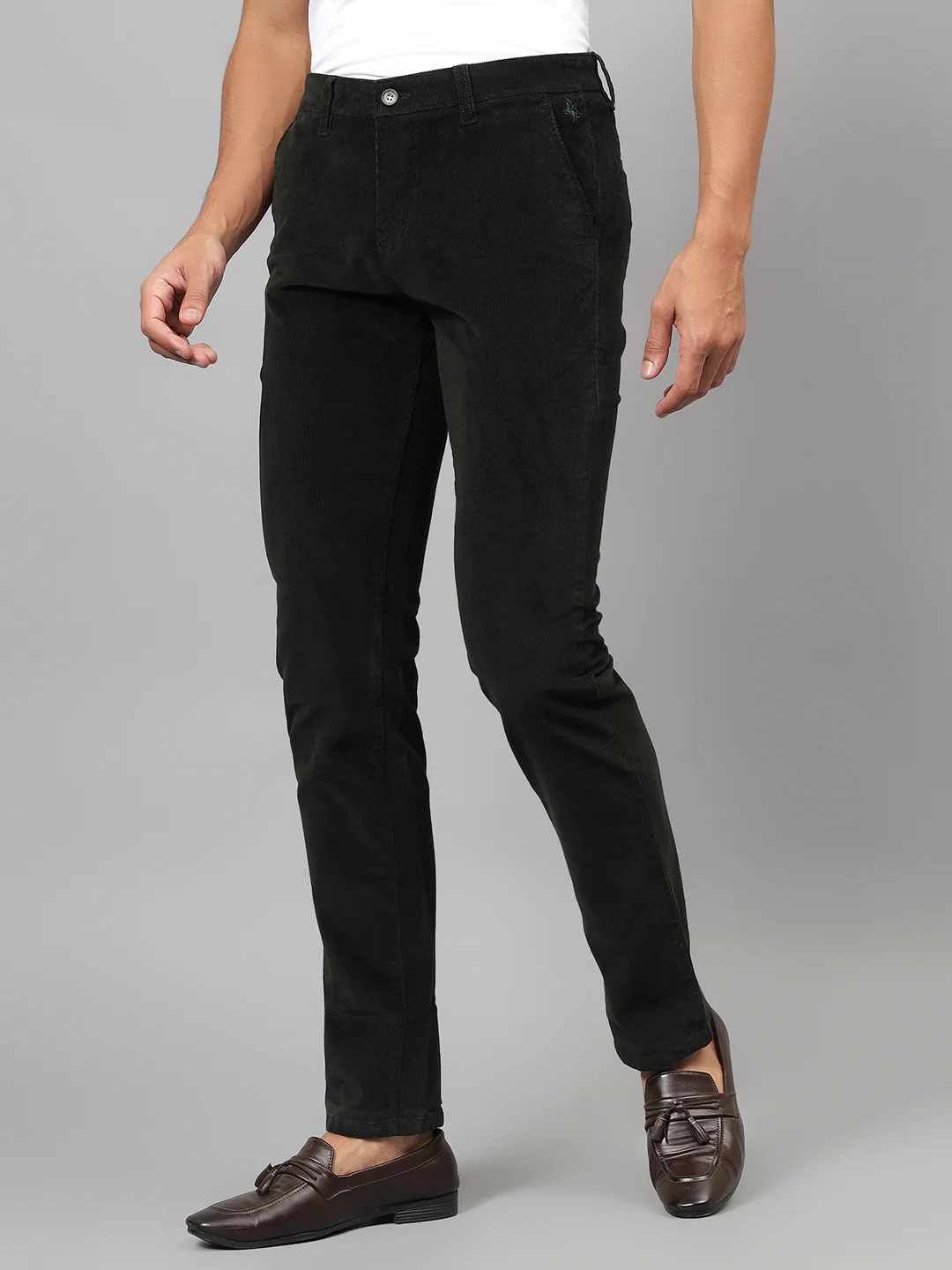 Casual Trouser for Men | Breathable & Soft with Color Fastness Regular Fit Cotton Blend Fabric Self Design Pattern Button Closure - Image 4