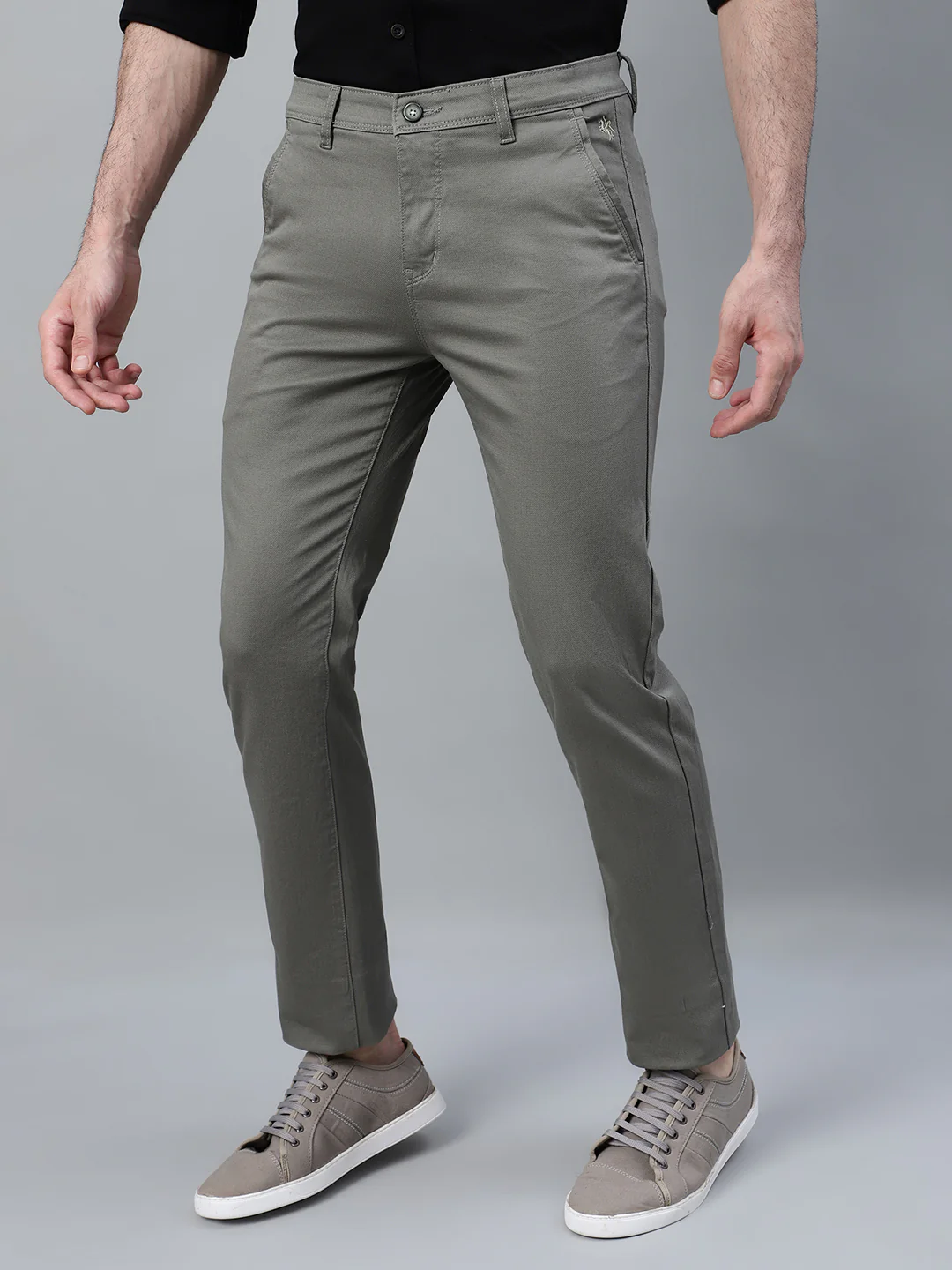 Casual Trouser for Men | Breathable & Soft with Color Fastness Regular Fit Cotton Blend Fabric Solid Pattern Button Closure - Image 3