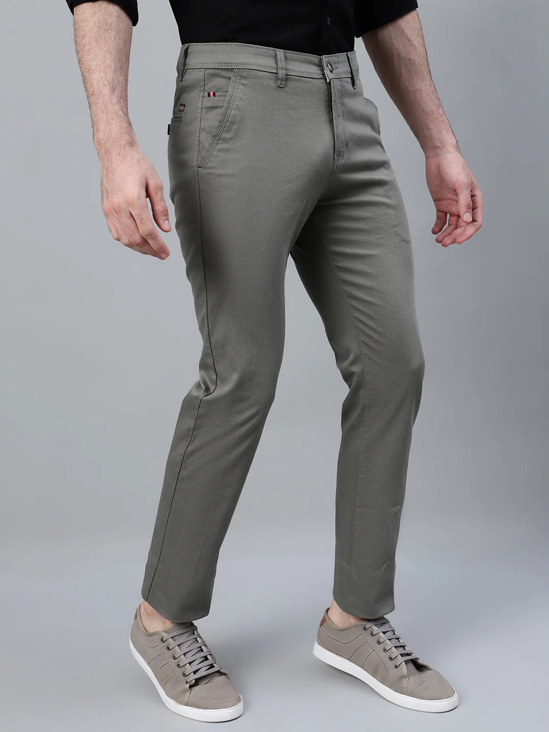 Casual Trouser for Men | Breathable & Soft with Color Fastness Regular Fit Cotton Blend Fabric Solid Pattern Button Closure - Image 4