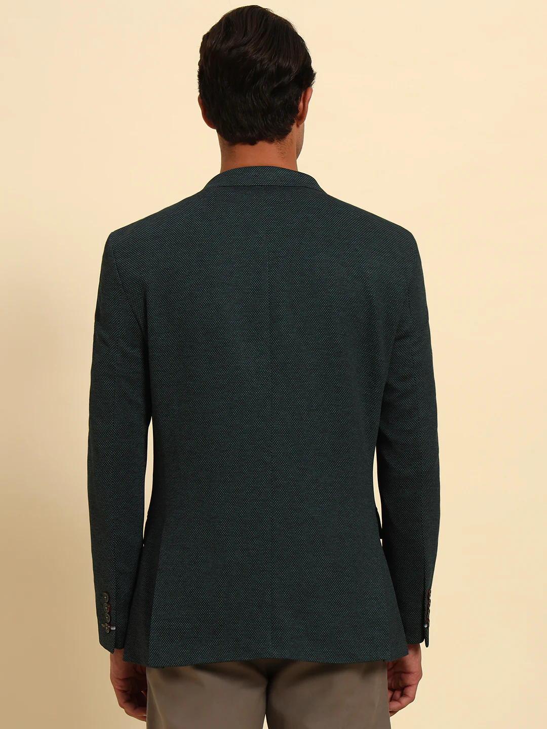Green Self-Design Slim Fit Winter Coat | Cantabil - Image 6