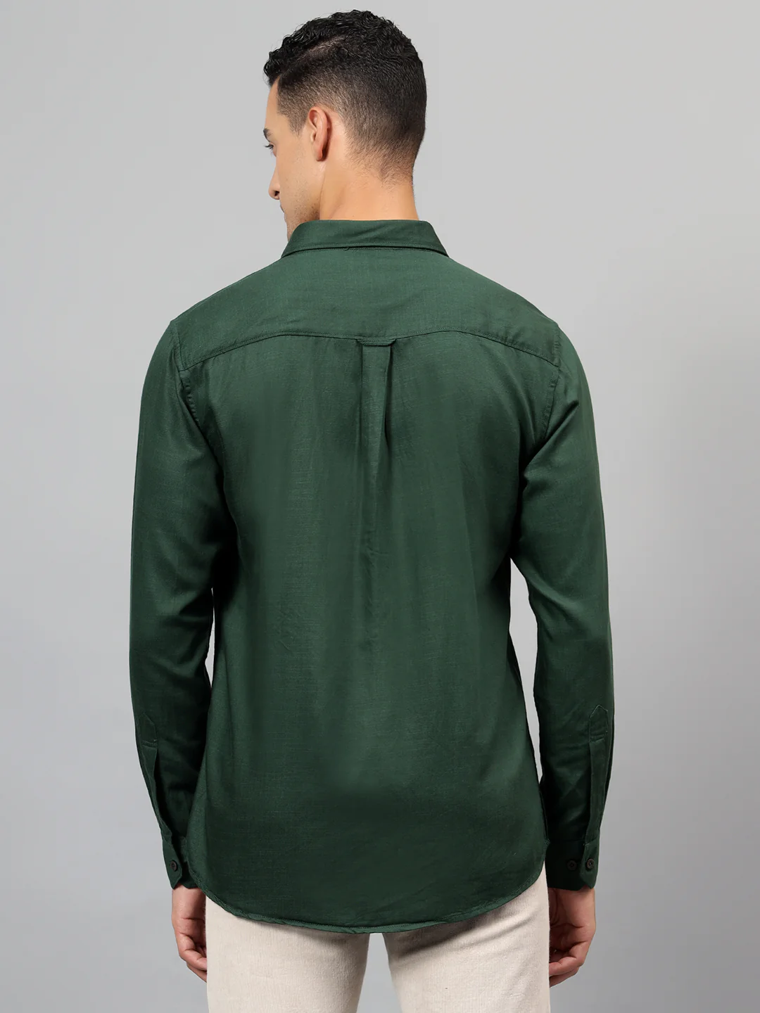 Casual Shirt for Men | Breathable & Soft with Color Fastness Regular Fit Spread Collar Neck Cotton Blend Fabric Solid Pattern - Image 2