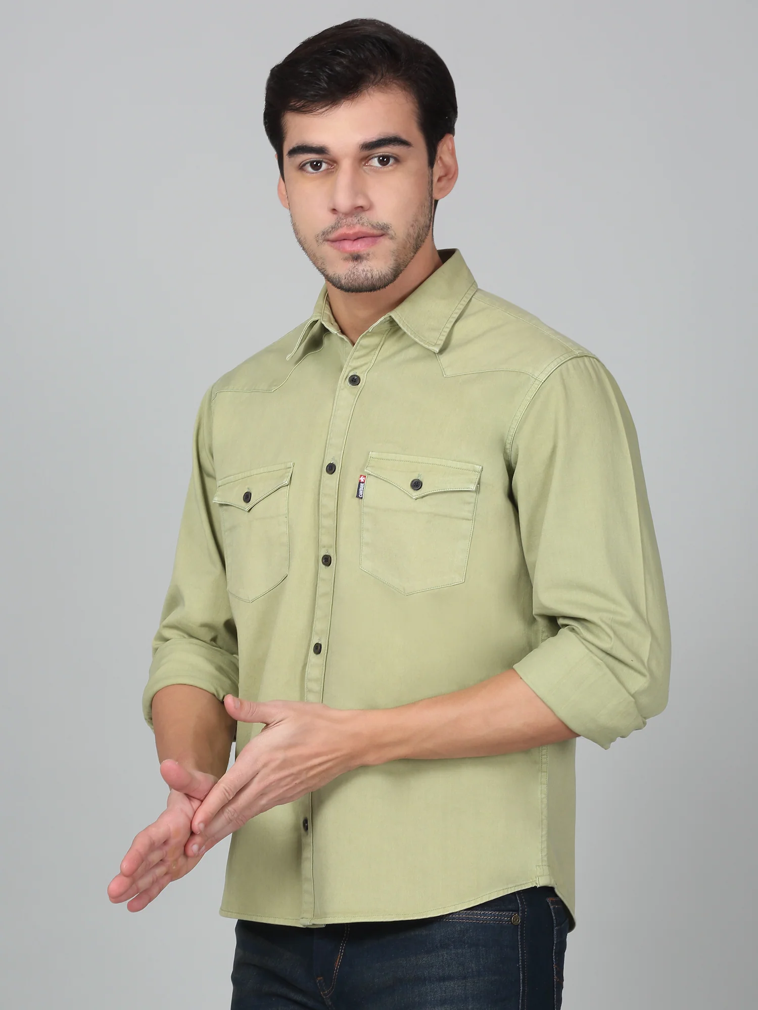 Casual Shirt for Men | Breathable & Soft with Color Fastness Regular Fit Spread Collar Neck Cotton Fabric Solid Pattern - Image 3