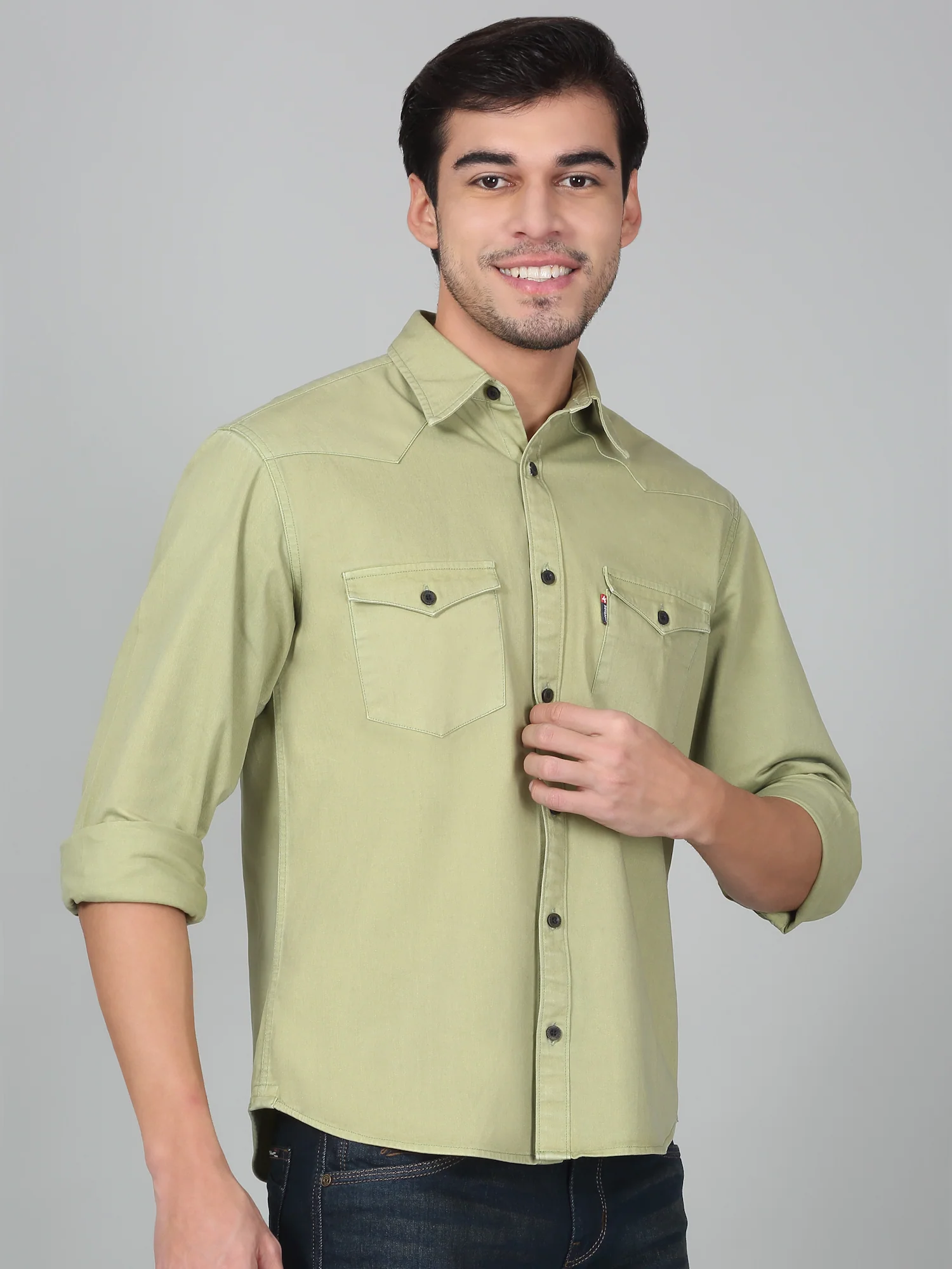 Casual Shirt for Men | Breathable & Soft with Color Fastness Regular Fit Spread Collar Neck Cotton Fabric Solid Pattern - Image 4