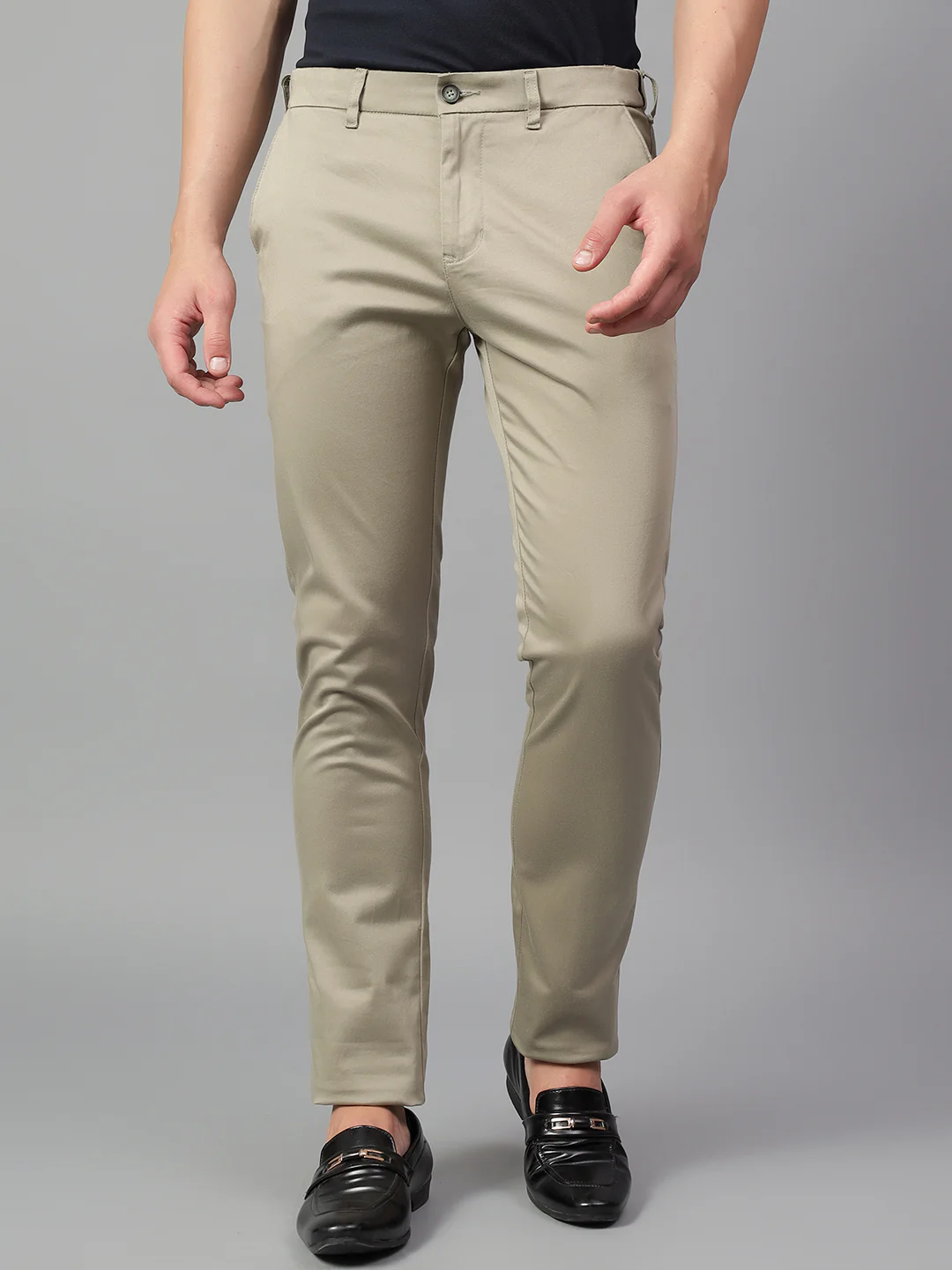 Casual Trouser for Men | Breathable & Soft with Color Fastness Regular Fit Cotton Blend Fabric Solid Pattern Button Closure - Image 2