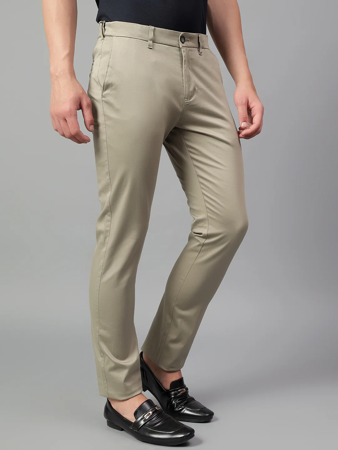 Casual Trouser for Men | Breathable & Soft with Color Fastness Regular Fit Cotton Blend Fabric Solid Pattern Button Closure - Image 5