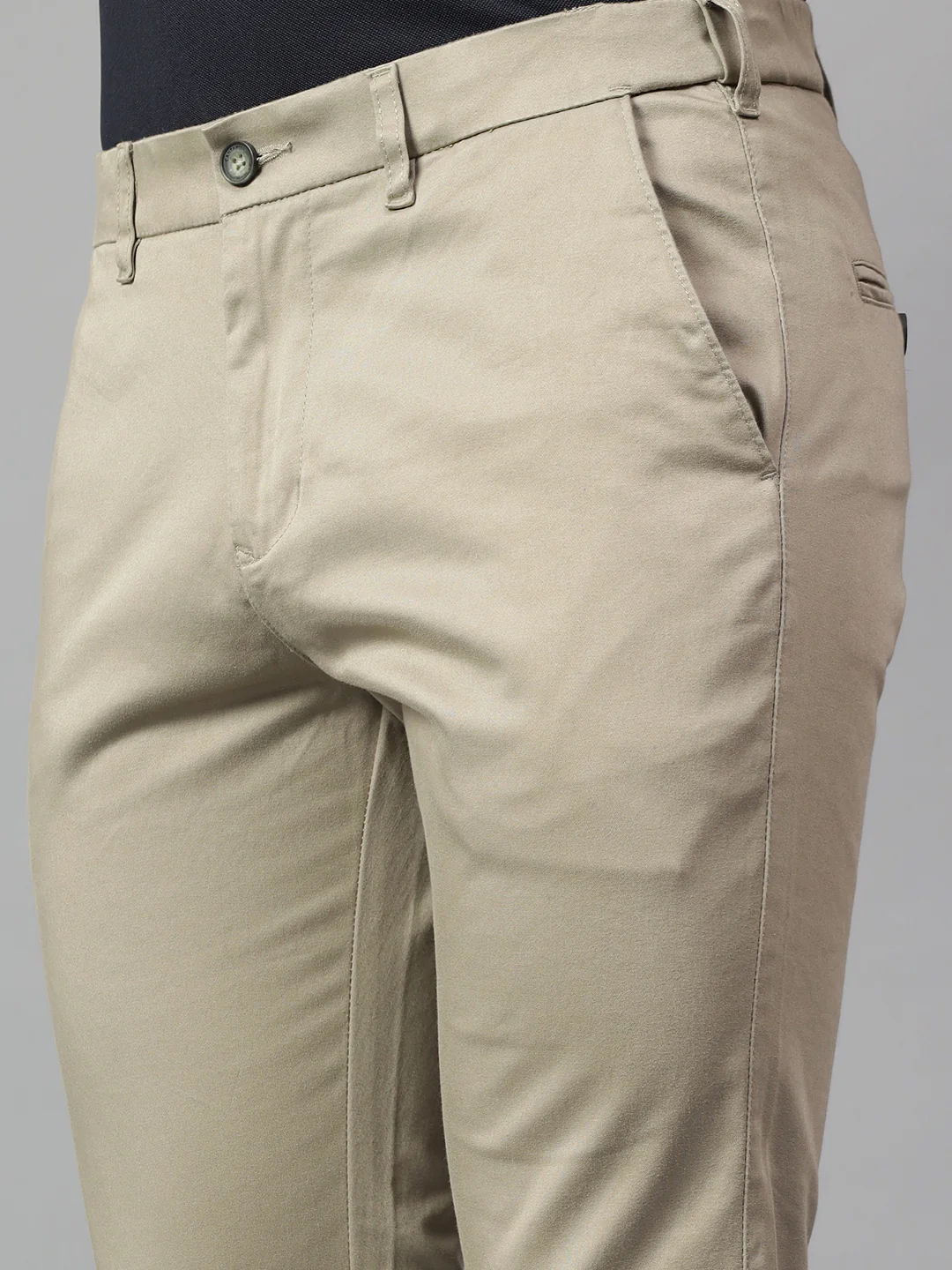 Casual Trouser for Men | Breathable & Soft with Color Fastness Regular Fit Cotton Blend Fabric Solid Pattern Button Closure - Image 6