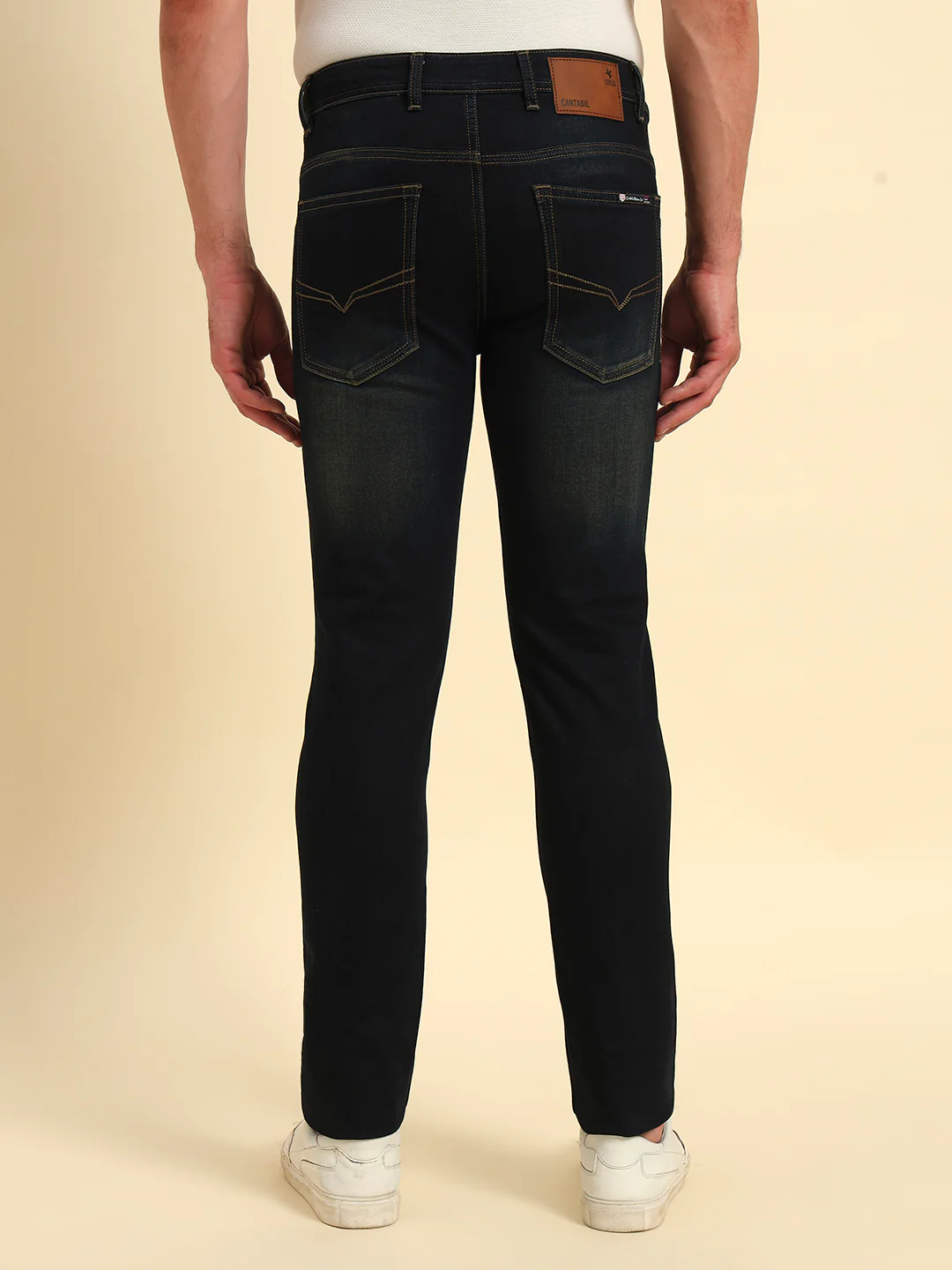 Denim Jeans for Men l Breathable & Soft with Color Fastness Ultra Narrow Fit Cotton Fabric Solid Pattern Button Closure - Image 4